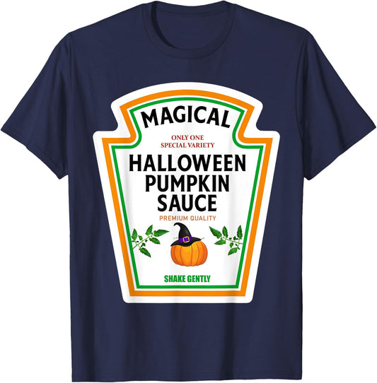 Pumpkin Sauce Halloween 2023 Costume Family Matching Mustard T-Shirt - T-Shirt | Navy