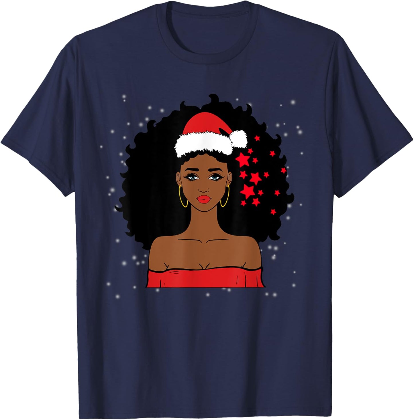 African American Christmas Santa Claus T-Shirt - T-Shirt | Navy