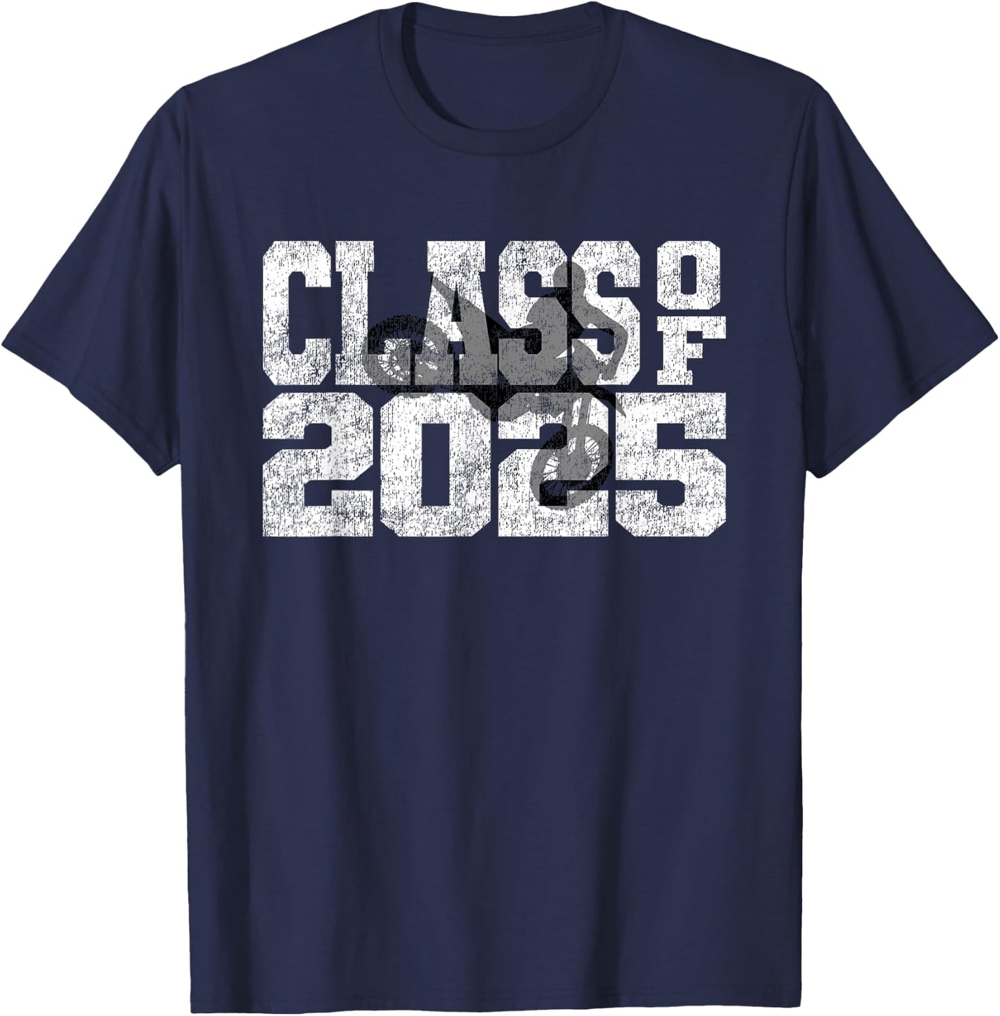Vintage Class of 2025 Motocross Dirt Bike Motorcycle Lover T-Shirt - T-Shirt | Navy