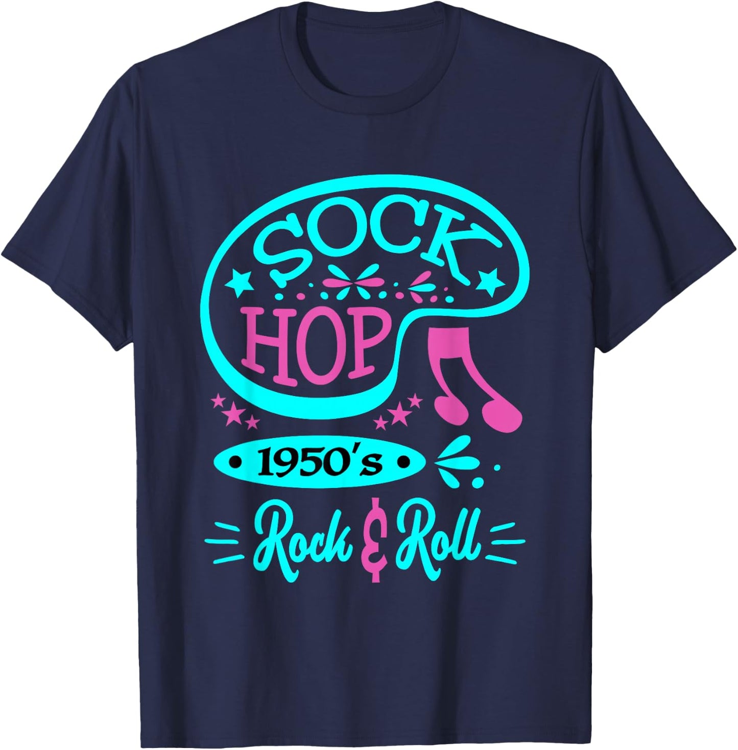 1950s Sock Hop Rockabilly Clothing Rock N Roll Greaser 50s T-Shirt - T-Shirt | Navy