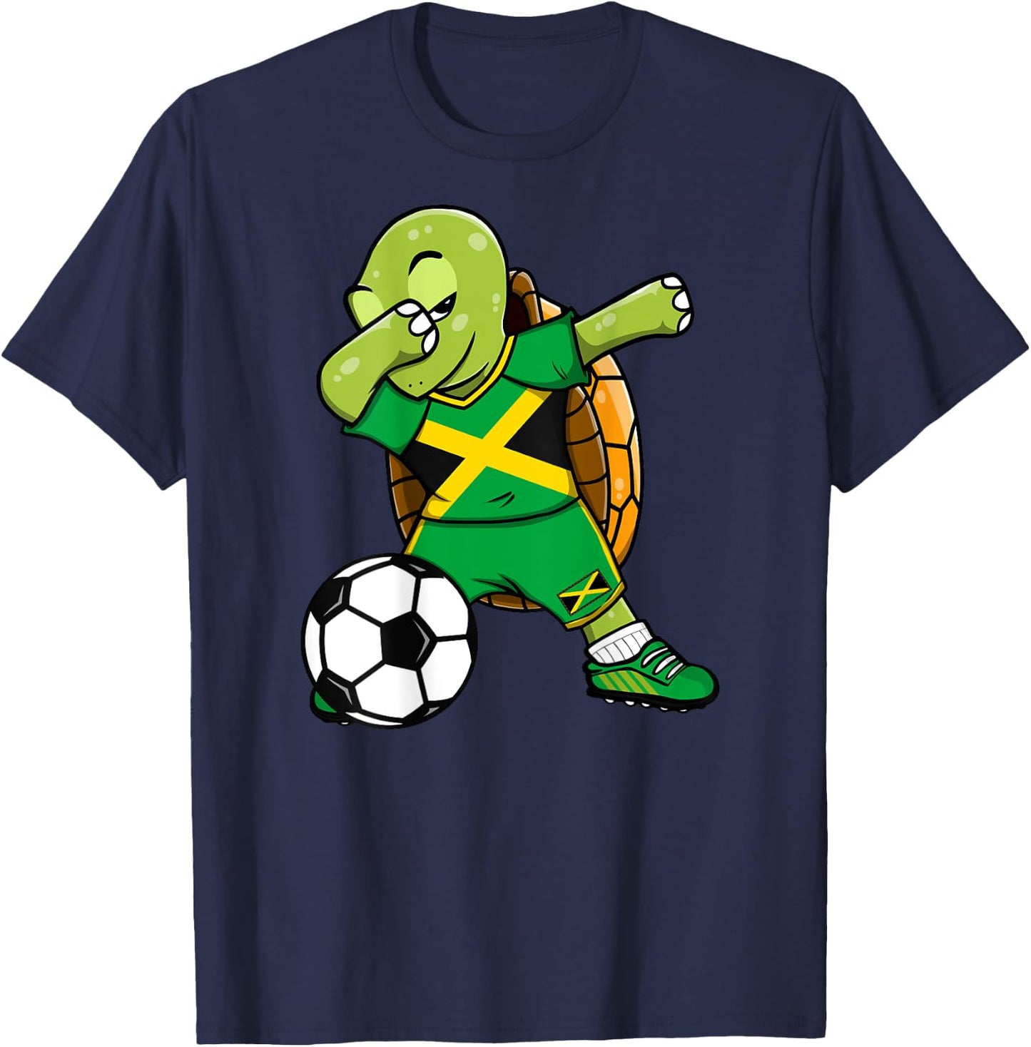 Dabbing Turtle Jamaica Soccer Fans Jersey Jamaican Football T-Shirt - T-Shirt | Navy