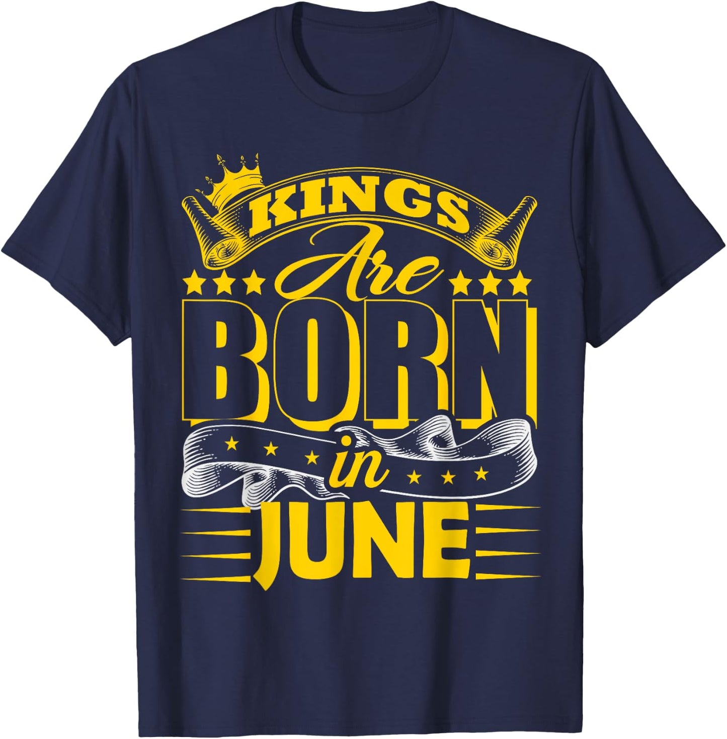 Kings Are Born In June Gemini Cancer Zodiac Birthday Party T-Shirt - T-Shirt | Navy