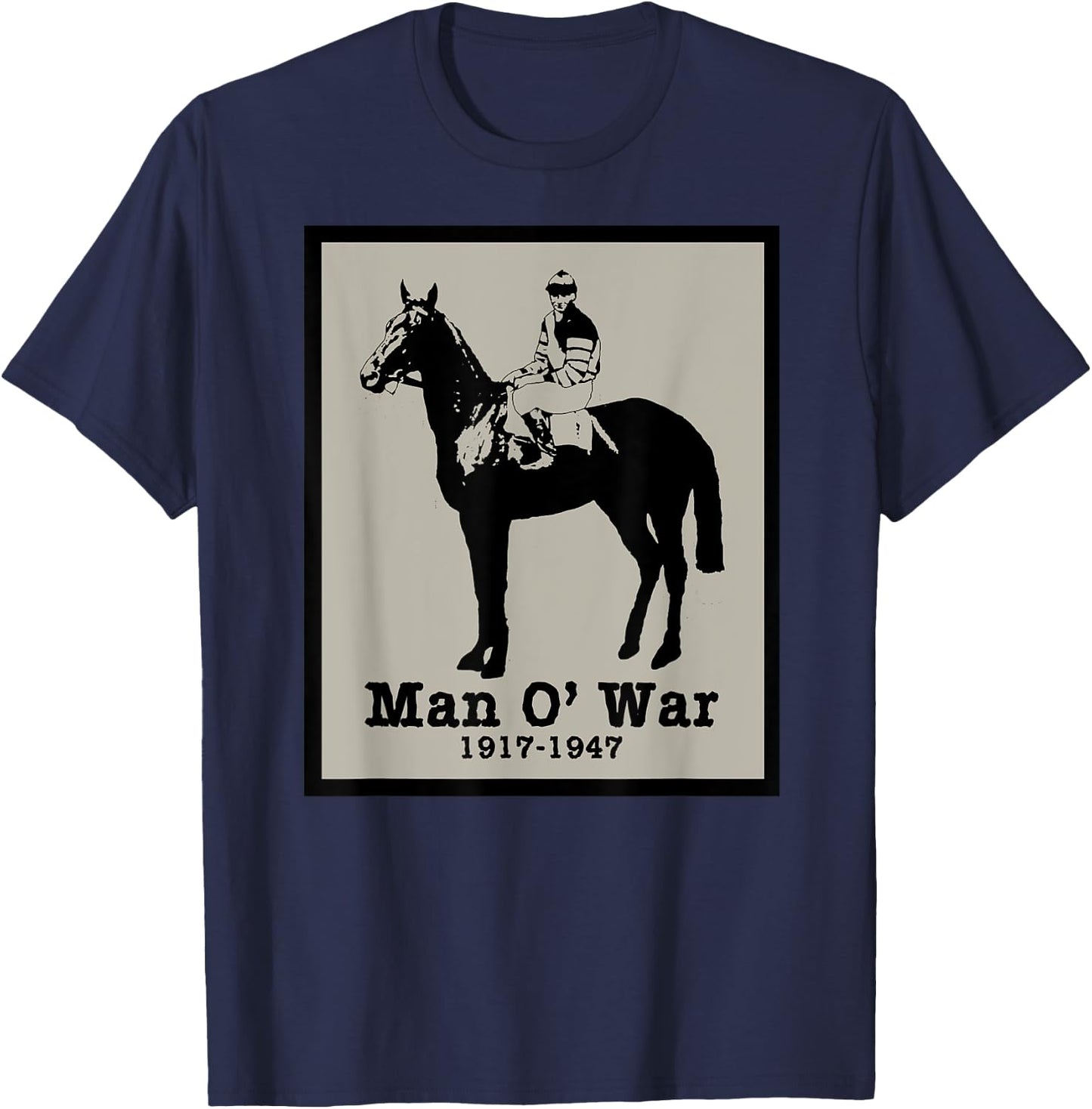 MAN O' WAR Vintage Race Horse T-Shirt - T-Shirt | Navy