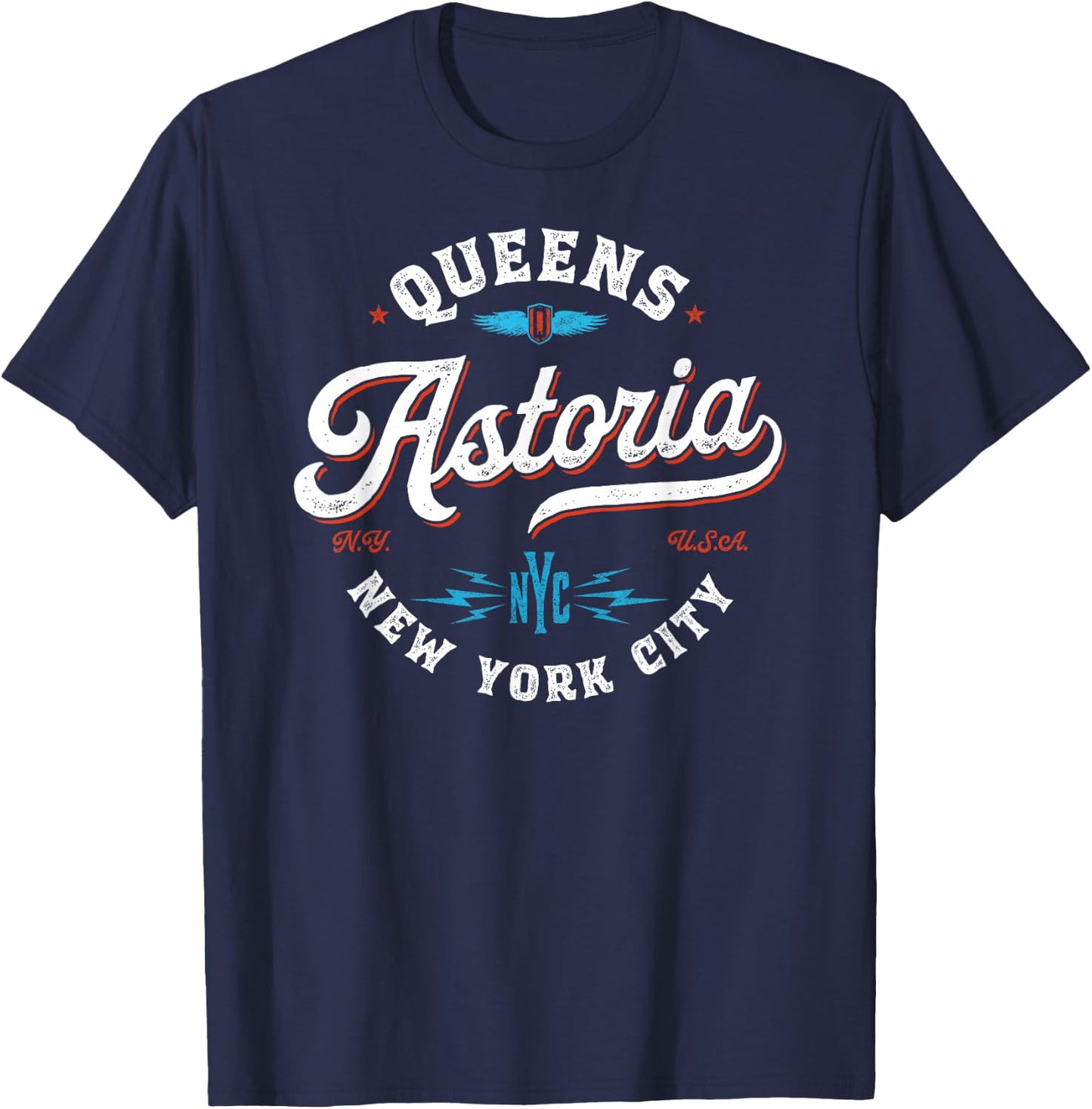 Astoria New York - Queens NYC retro graphic T-Shirt - T-Shirt | Navy