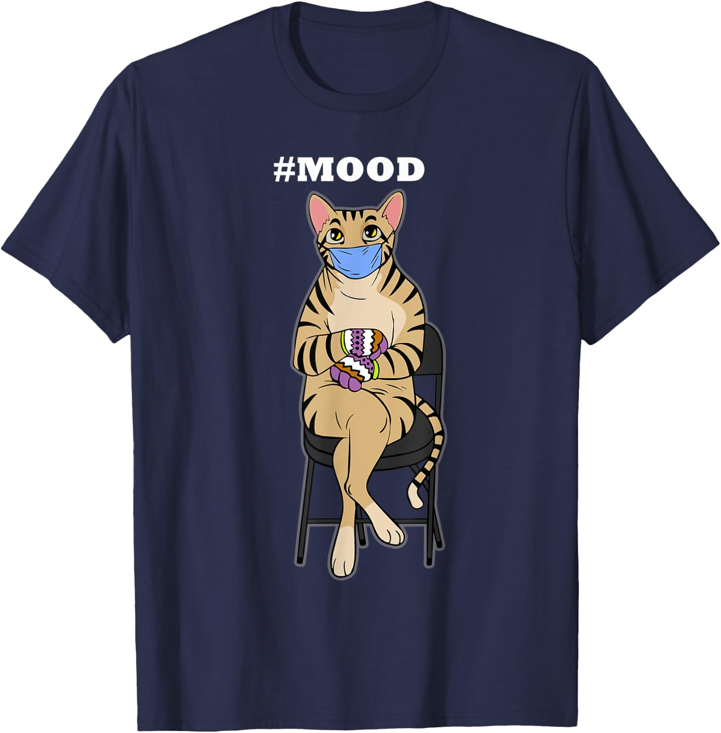 Cat Kitten Tiger Mood Bernie Sanders Mittens Meme Funny Joke Men Women Kids T-Shirt - T-Shirt | Navy