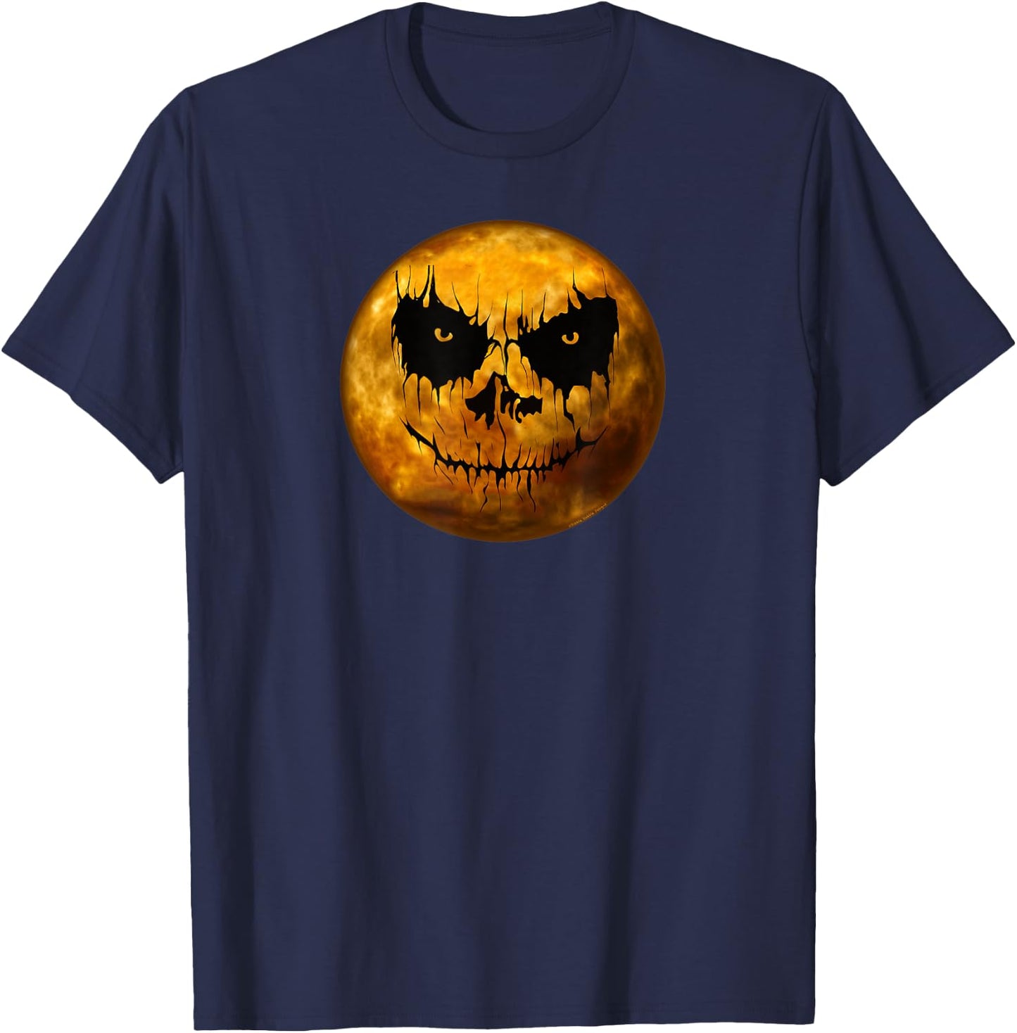 Scary Jack o Lantern Full Moon Halloween T-Shirt - T-Shirt | Navy