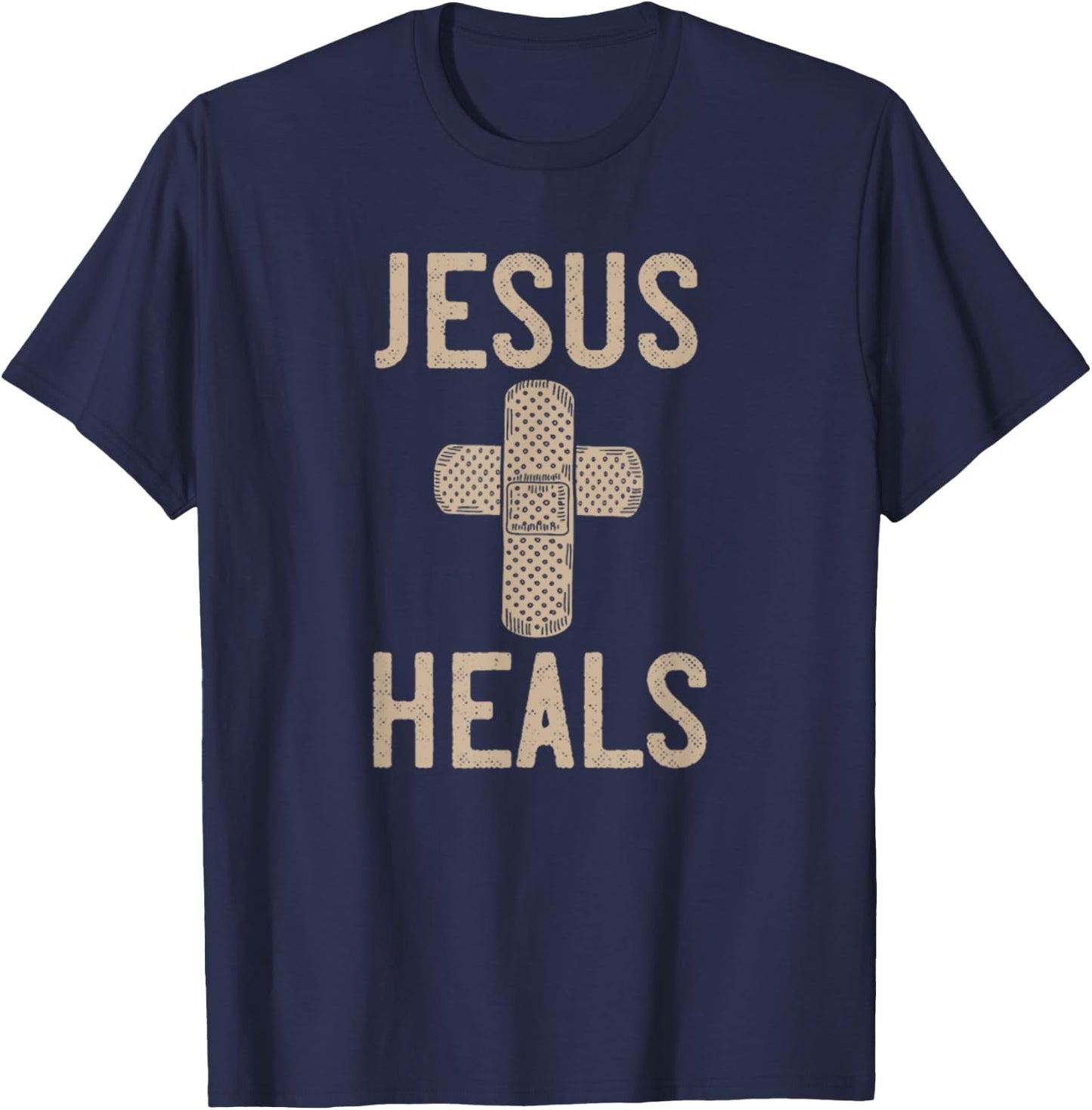 Jesus Heals Band Aid Cross T-Shirt - T-Shirt | Navy