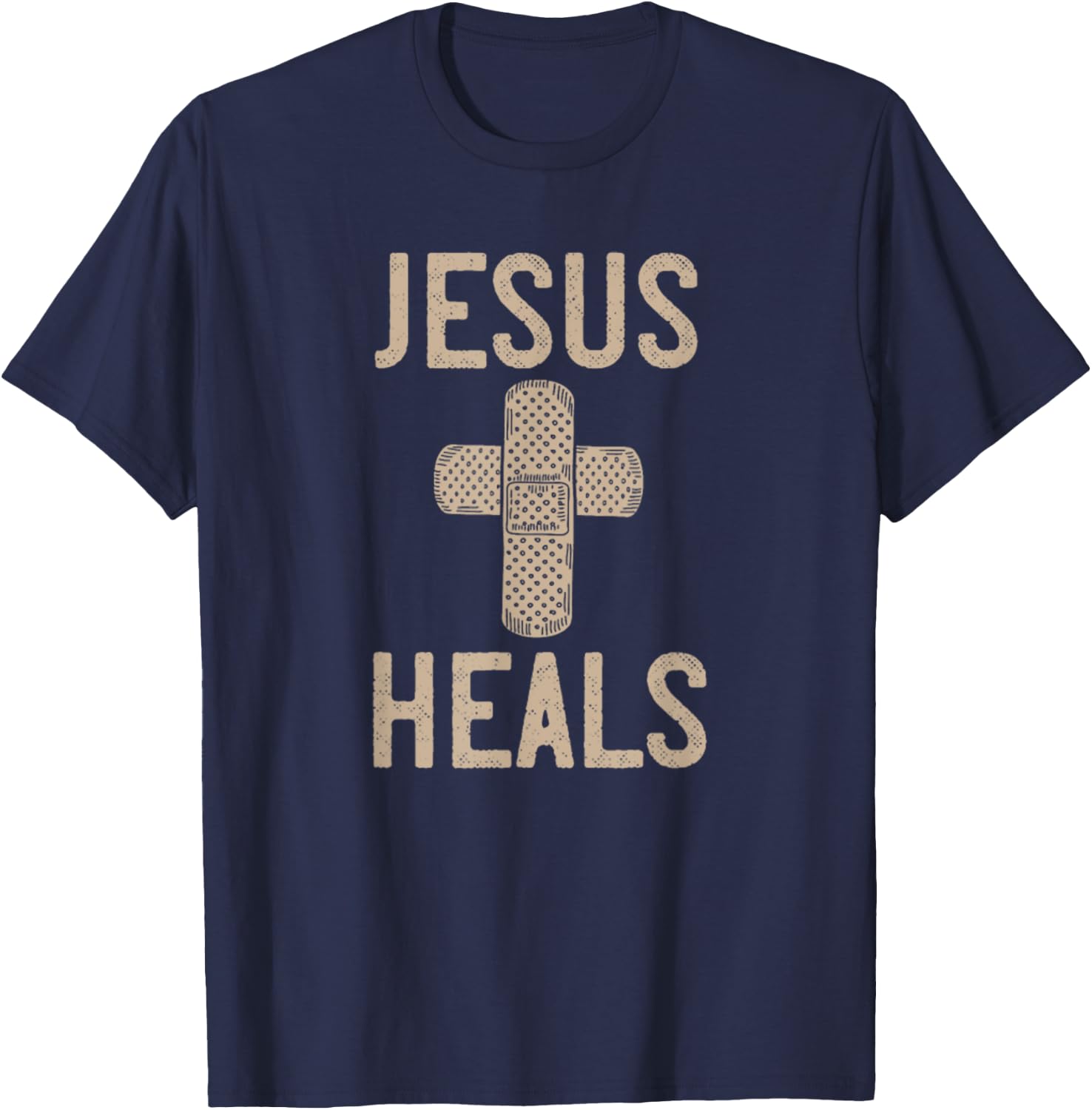 Jesus Heals Band Aid Cross T-Shirt - T-Shirt | Navy