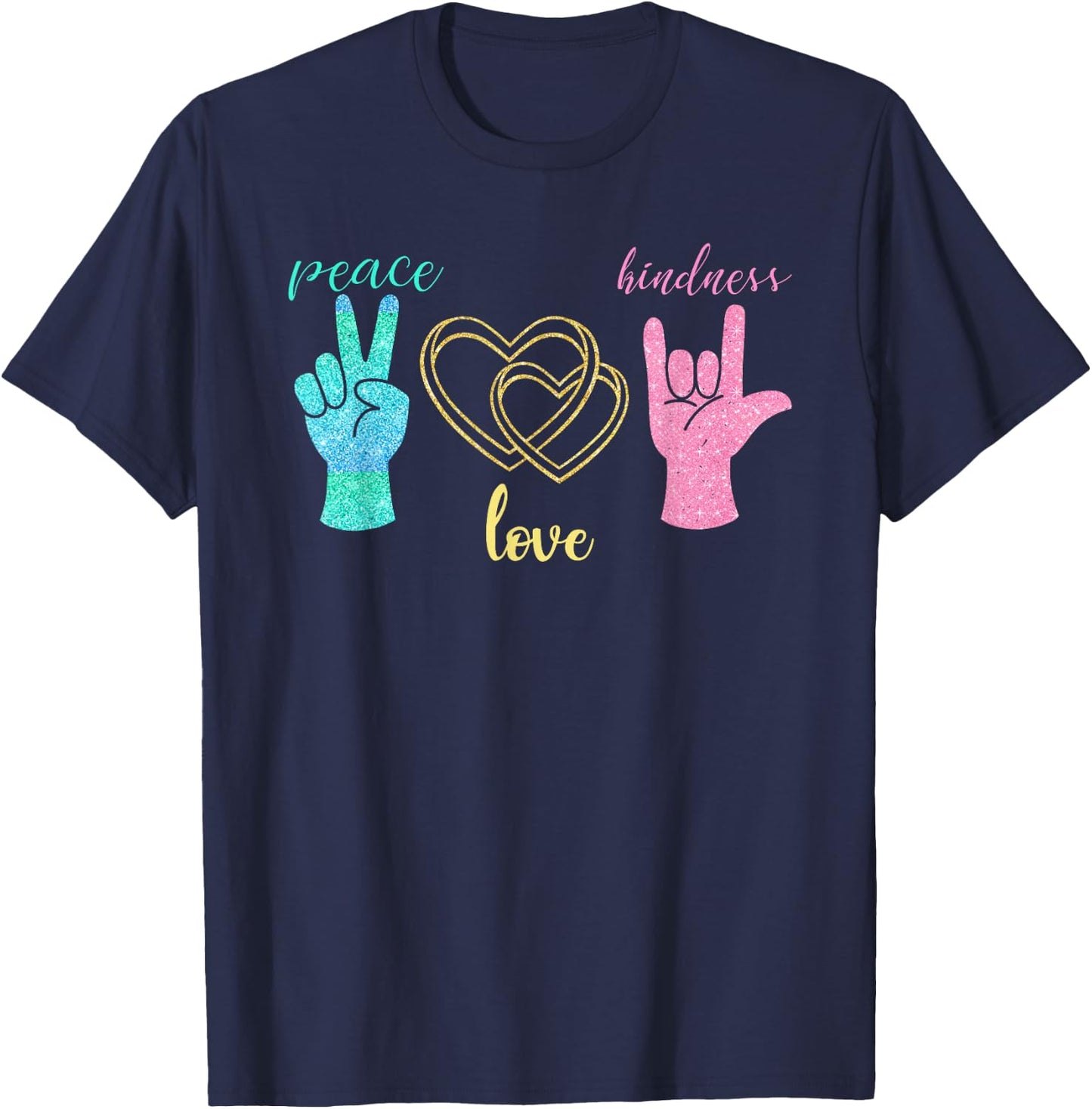 Peace Love Hope Kindness Gift Peace T-Shirt - T-Shirt | Navy