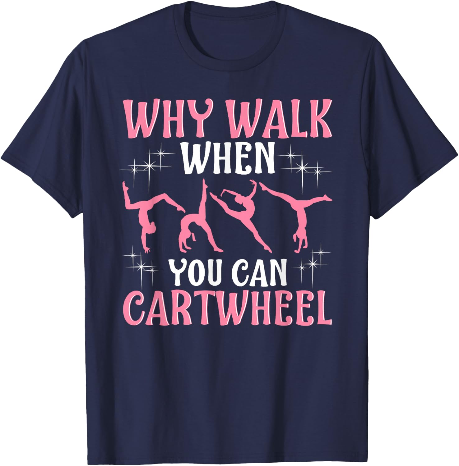 Girls' Cool Cartwheel Gymnastics - Black, Classic Fit, Short Sleeve, Cotton-Polyester T-Shirt - T-Shirt | Navy