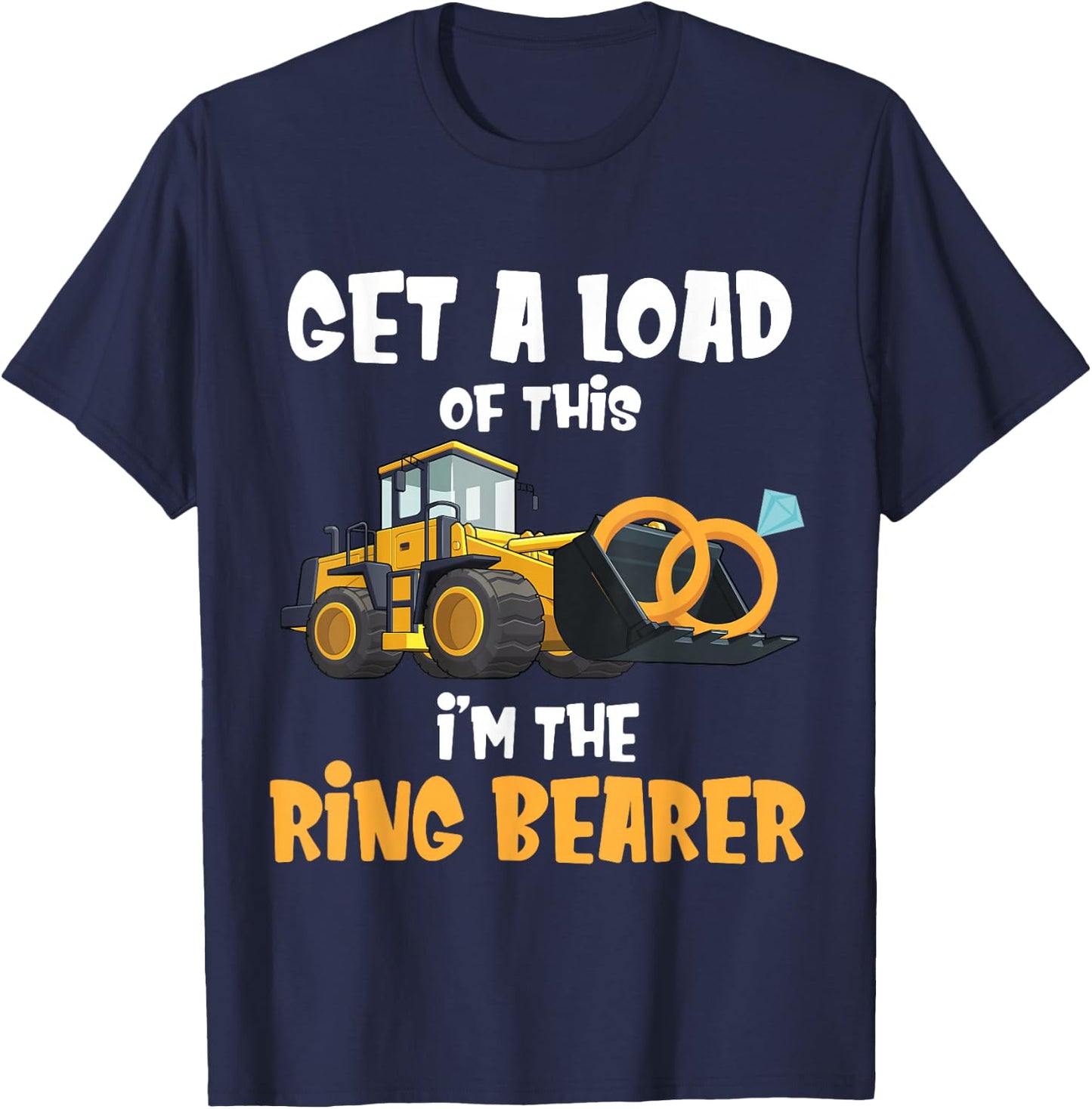 Funny Wedding Party Ring Bearer Excavator Boys Ring Bearer T-Shirt - T-Shirt | Navy