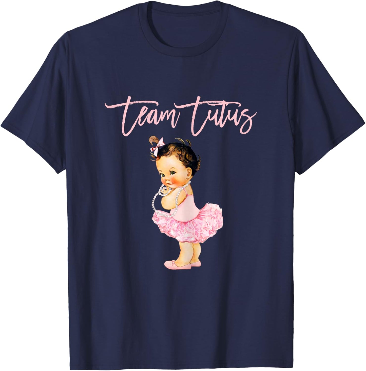 Team Tutu Girl Gender Reveal Baby Shower Touchdown Brunette T-Shirt - T-Shirt | Navy