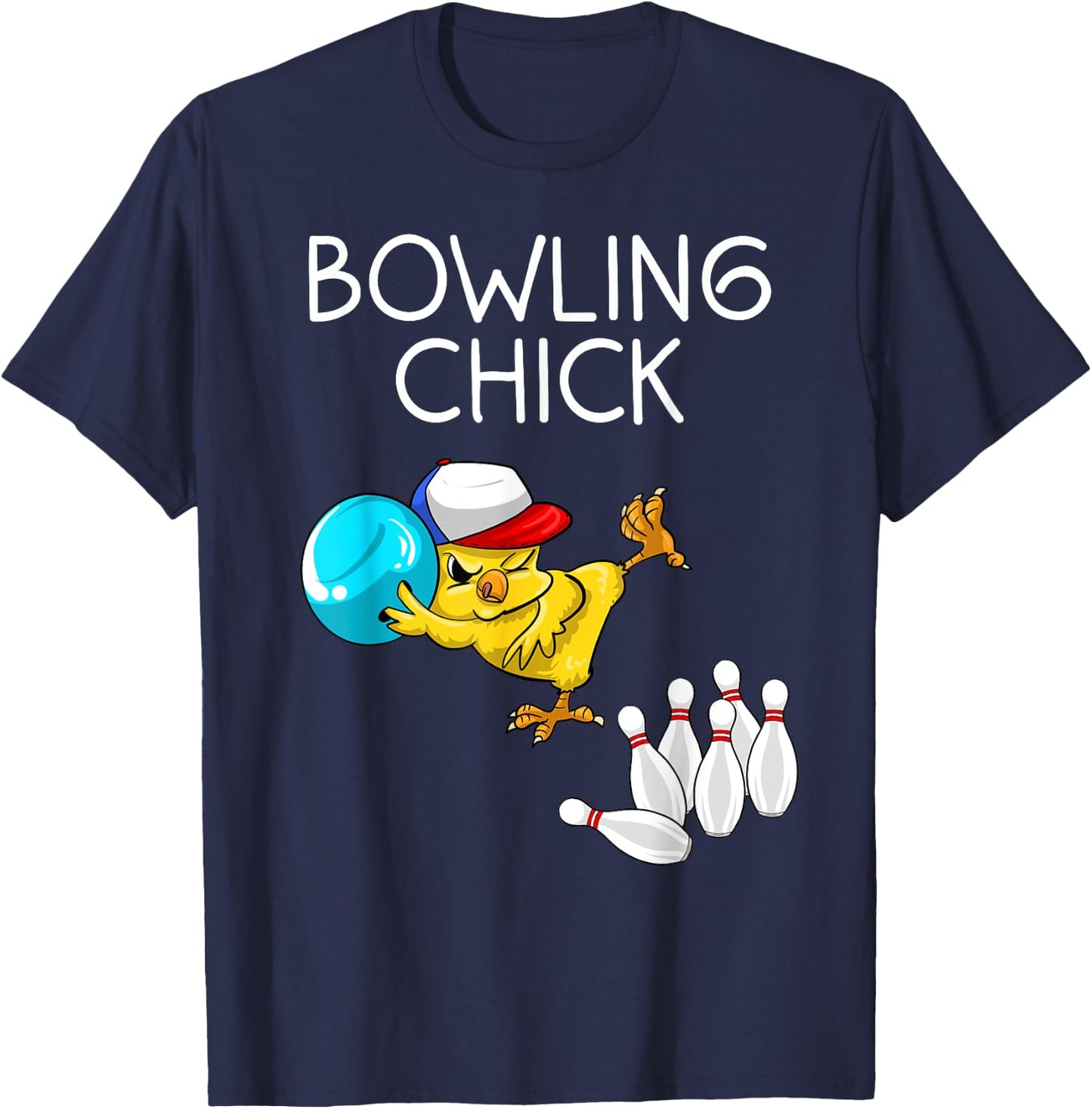 Funny Bowling Gift Women Cute Bowling Chick Sports Athlete T-Shirt - T-Shirt | Navy