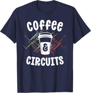 Electrician Gift Ideas Coffee Circuits Electrical Engineer T-Shirt - T-Shirt | Navy