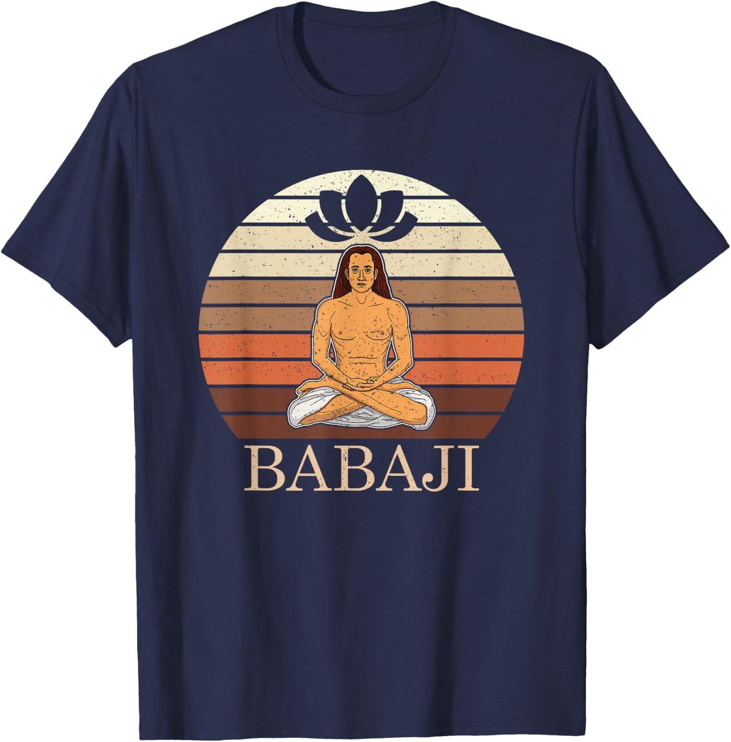 Mahavatar Babaji Hinduism Buddha Peace master fitness poses T-Shirt - T-Shirt | Navy