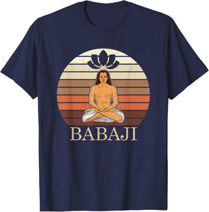 Mahavatar Babaji Hinduism Buddha Peace master fitness poses T-Shirt - T-Shirt | Navy