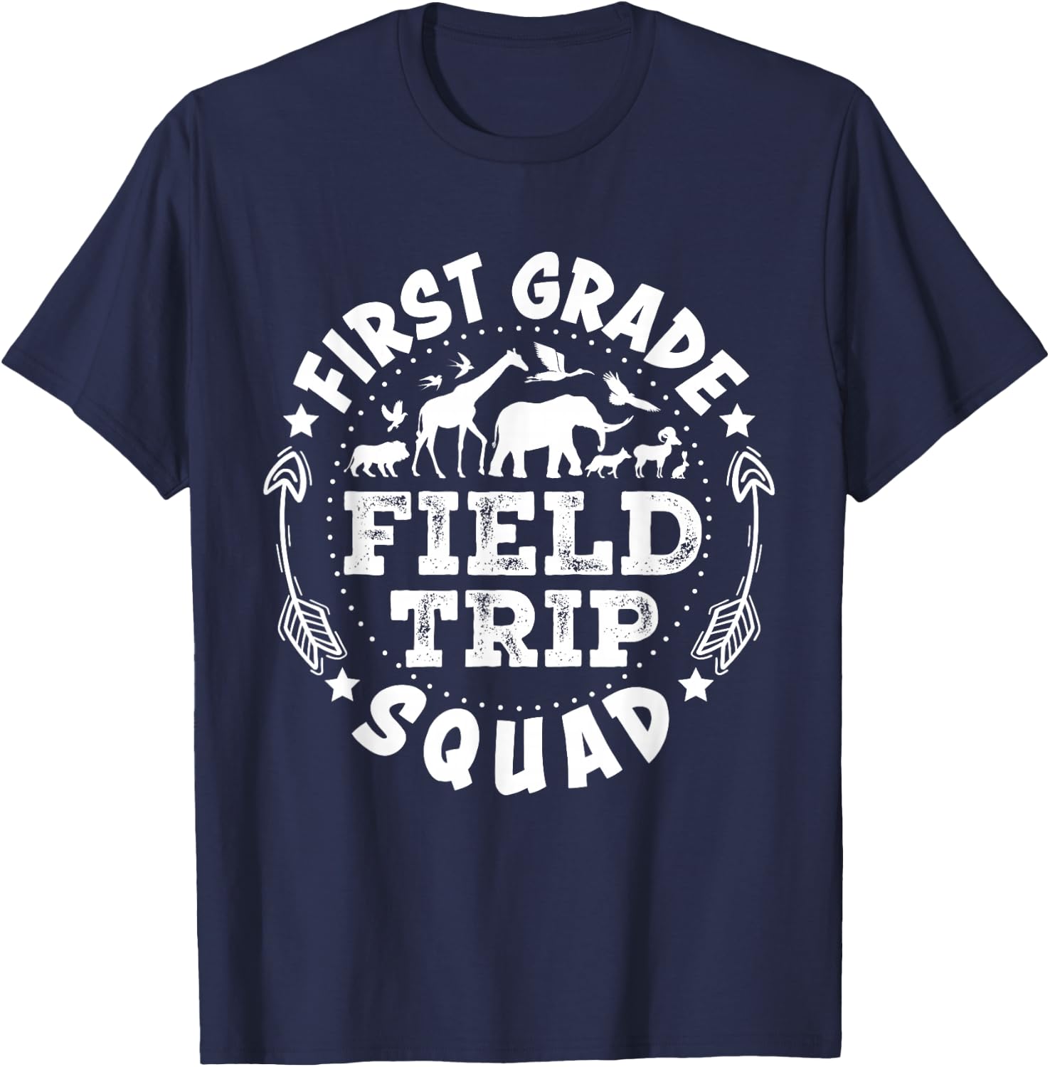 First Grade Zoo Field Trip Squad Teacher Kids Boys Girls T-Shirt - T-Shirt | Navy