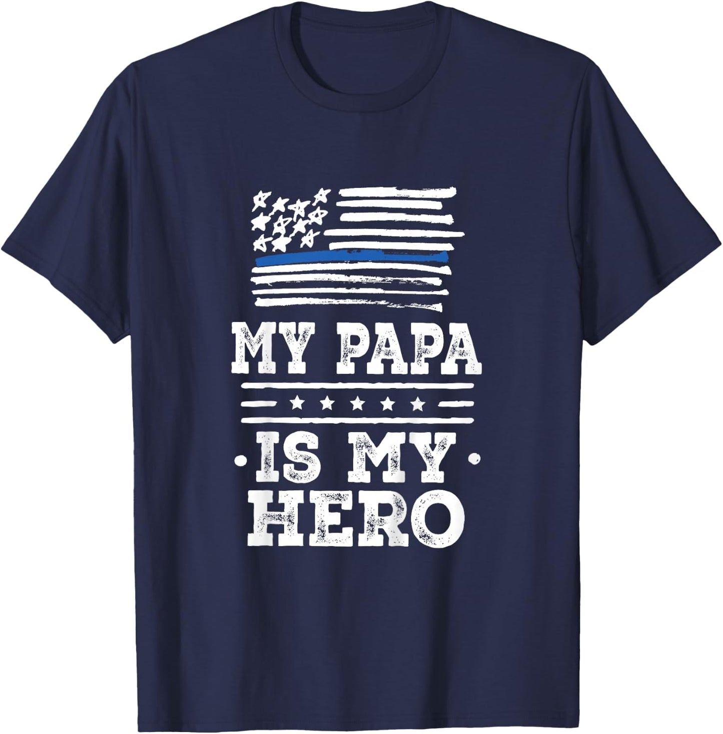 Kids Police Officer Papa Grandpa is my Hero T-Shirt - T-Shirt | Navy
