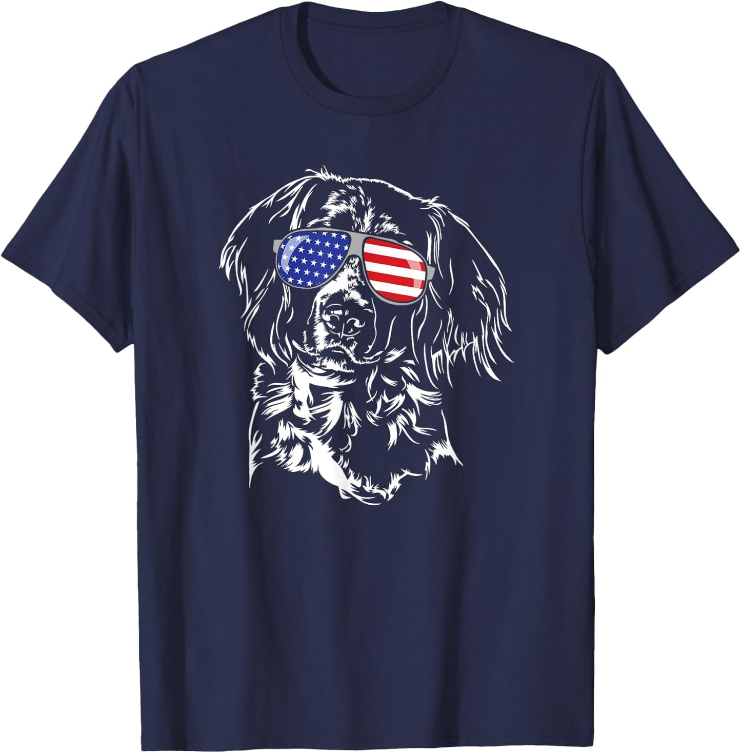 Funny Proud Small Munsterlander Pointer American Flag dog T-Shirt - T-Shirt | Navy
