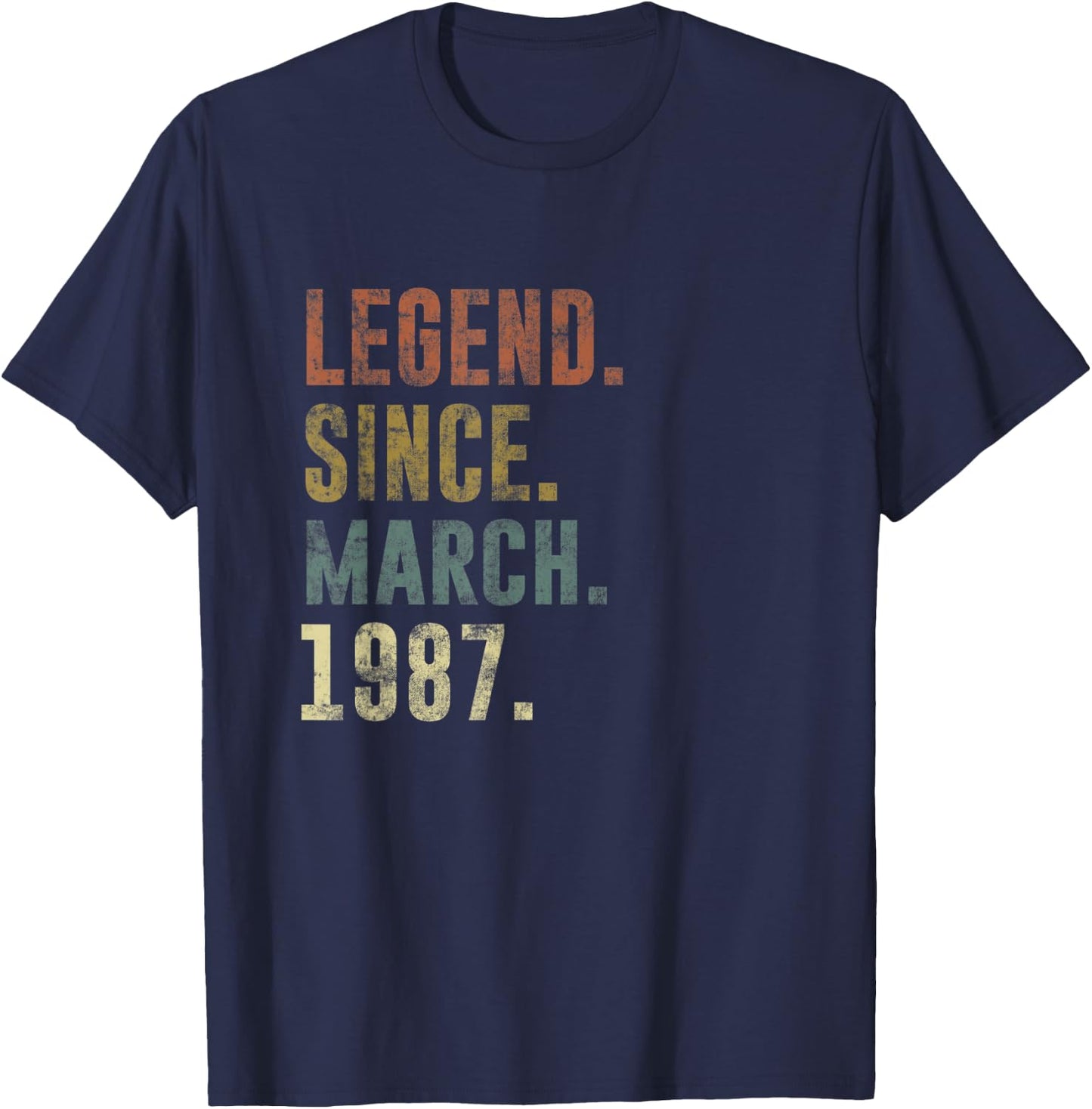 36th Retro Birthday Vintage Legend Since March 1987 T-Shirt - T-Shirt | Navy