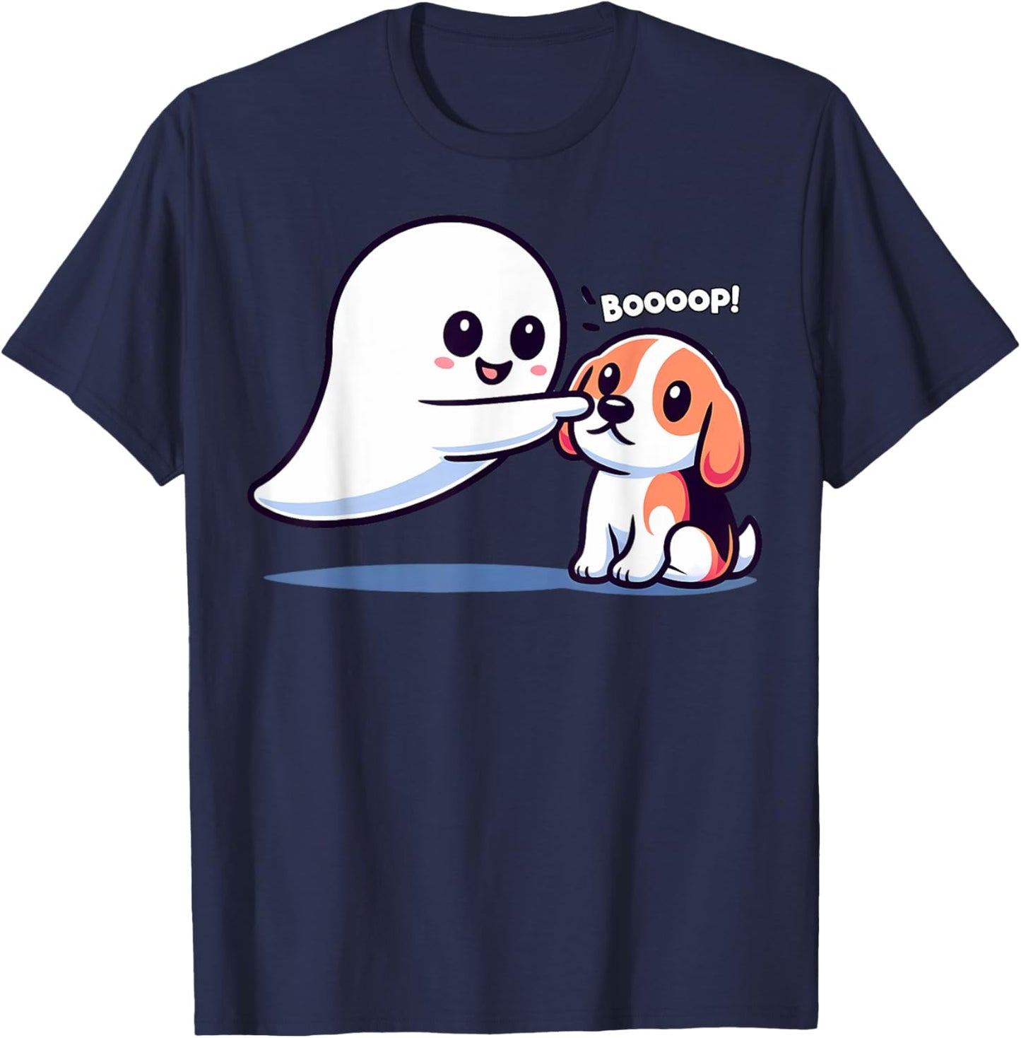 Funny Halloween Ghost Beagle Dog Boop Silly Puppy Humor Women Kids T-Shirt - T-Shirt | Navy