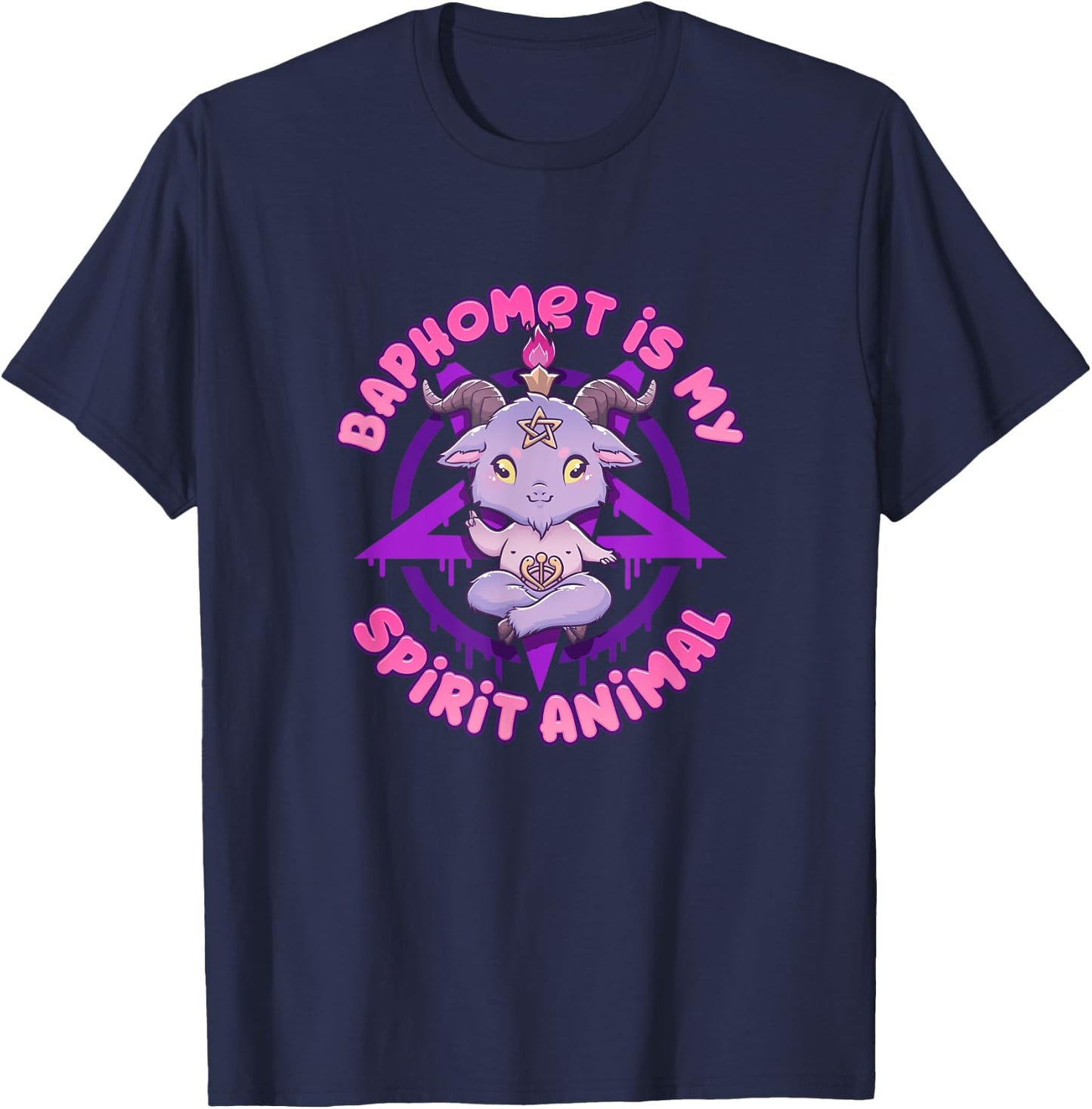 Baphomet Is My Spirit Animal I Cute Satanic Goat T-Shirt - T-Shirt | Navy