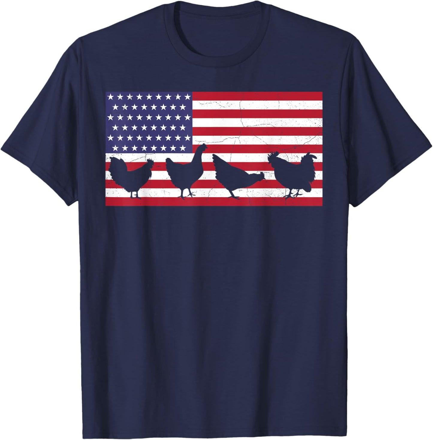 Chicken Fourth of July Hen Farm July 4th American Flag USA T-Shirt - T-Shirt | Navy