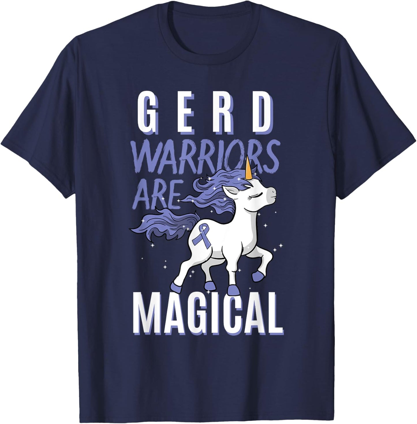 GERD Warrior Gastroesophageal Reflux Disease Unicorn Lover T-Shirt - T-Shirt | Navy