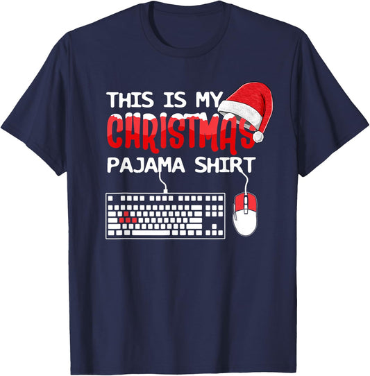 This Is My Christmas Pajama Funny Gaming Gamer Keyboard PC T-Shirt - T-Shirt | Navy