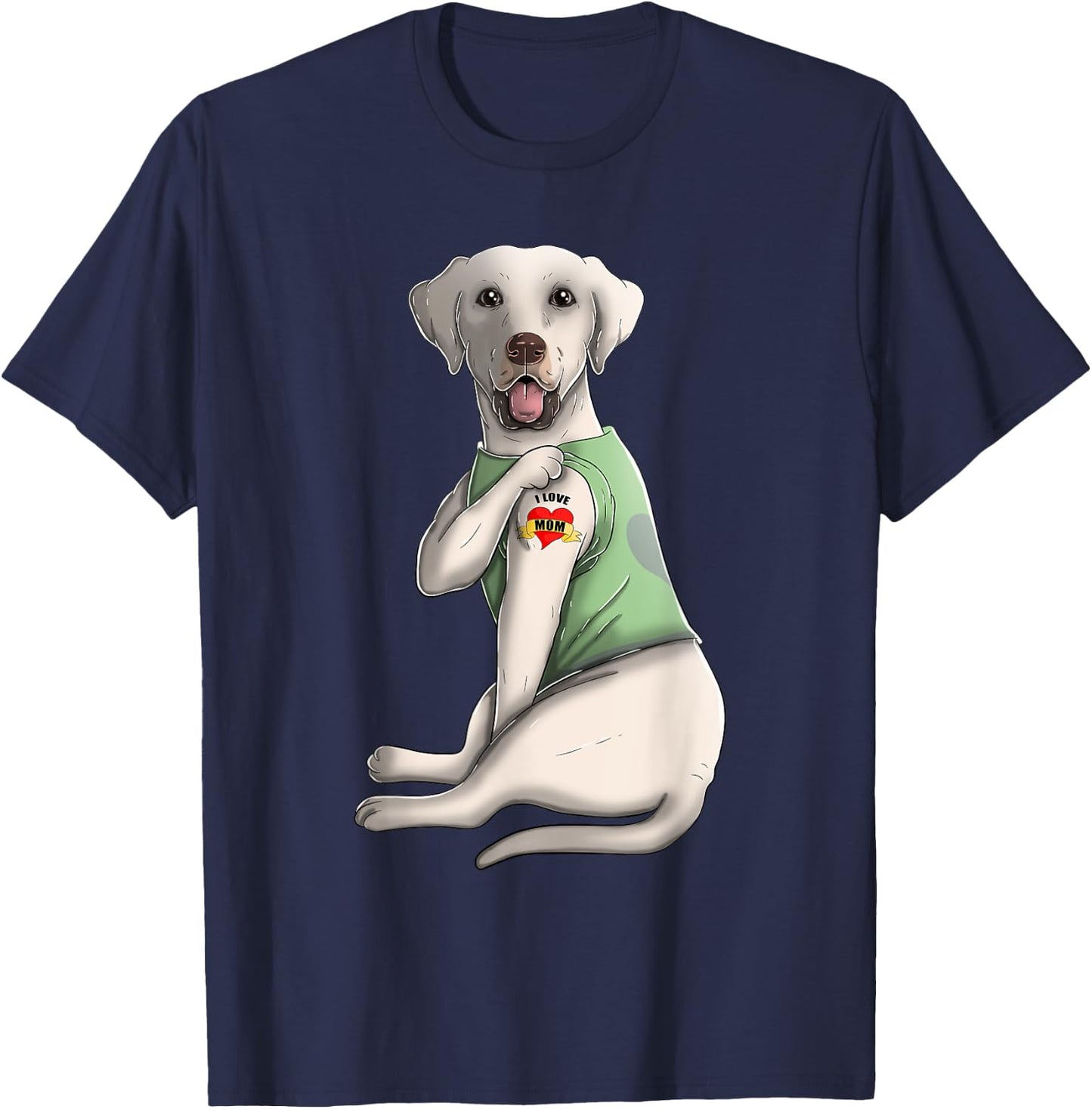 Labrador Retriever I Love Mom Tattoo Dog Shirt Mother's Day Men Women Kids T-Shirt - T-Shirt | Navy