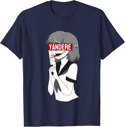 Yandere Anime Girl I Japanese Anime Manga T-Shirt - T-Shirt | Navy