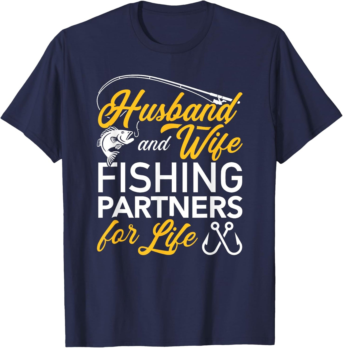 Husband and wife fishing partners for life T-Shirt - T-Shirt | Navy