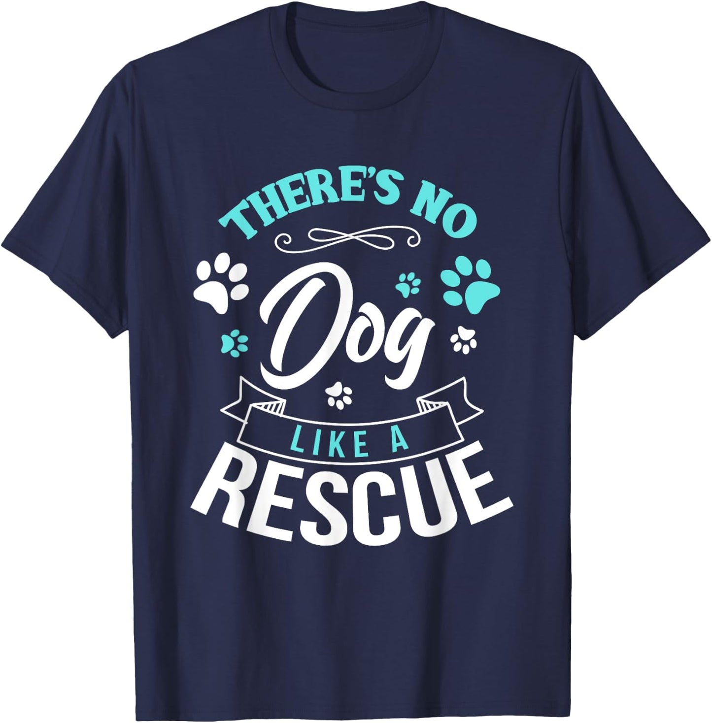 Vintage There's No Dog Like A Rescue Adopt Dogs Lovers Gift Women Girls Kids T-Shirt - T-Shirt | Navy