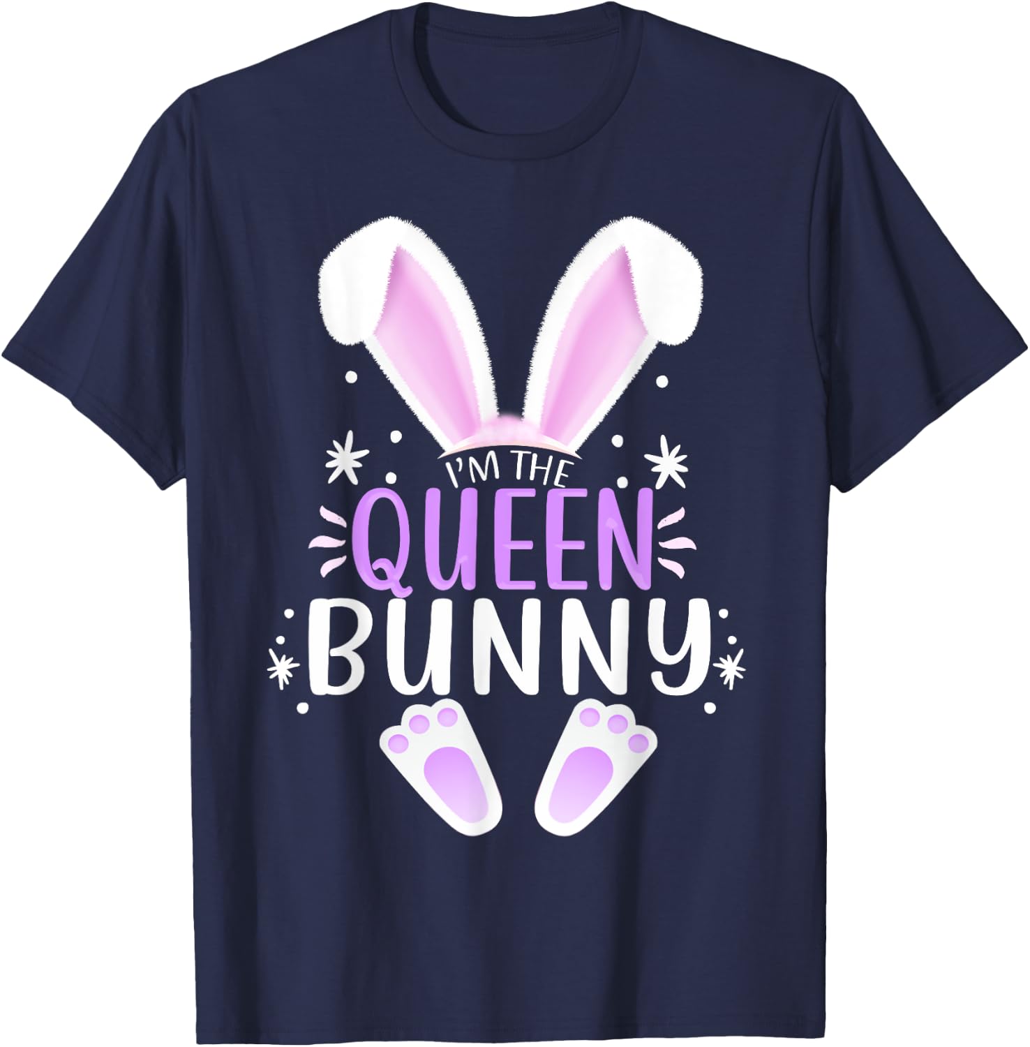 I'm The Queen Bunny Easter Day Bunny Family Matching Style T-Shirt - T-Shirt | Navy