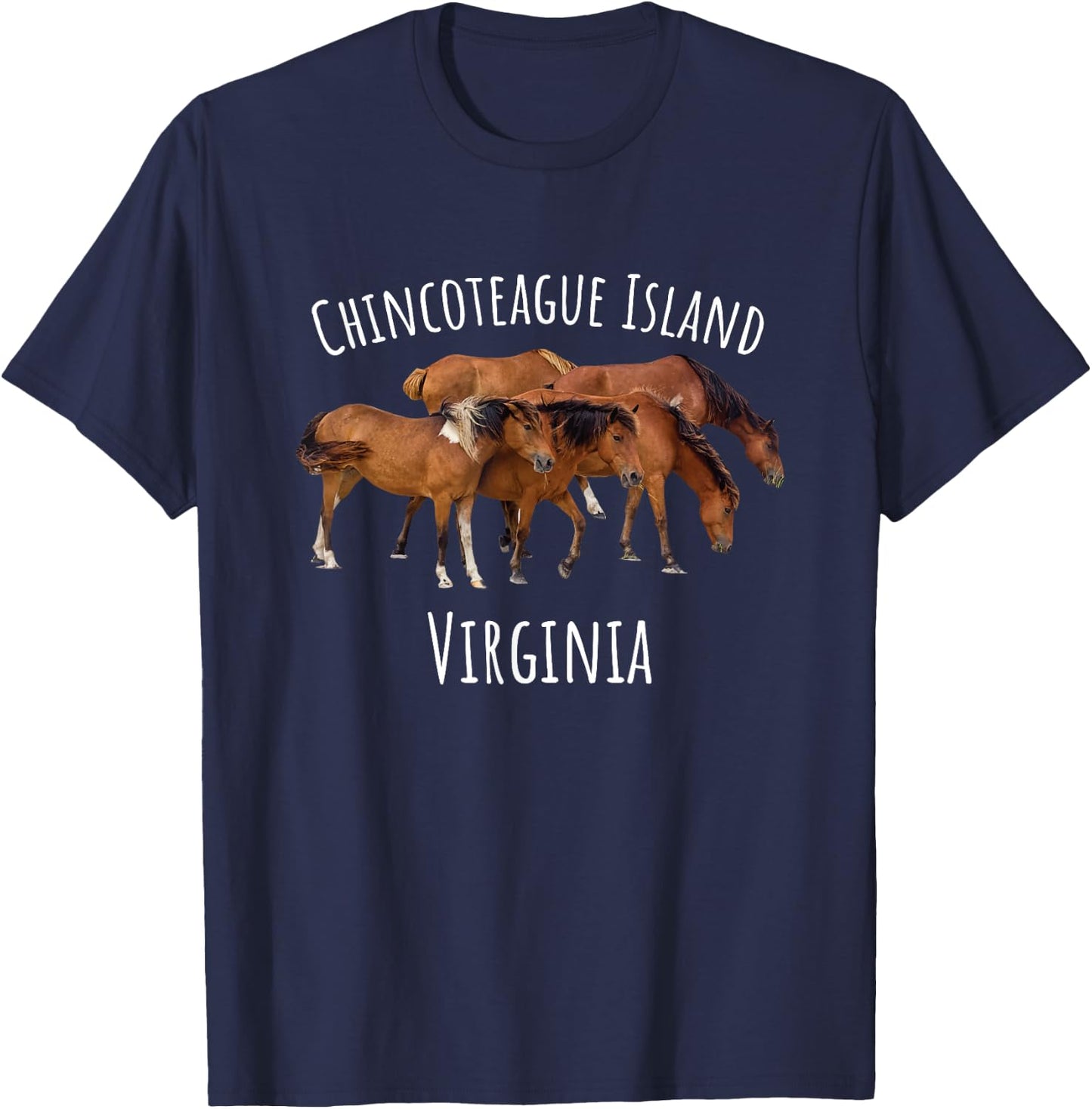 Chincoteague Island Virginia Horse Assateague Pony T-Shirt - T-Shirt | Navy