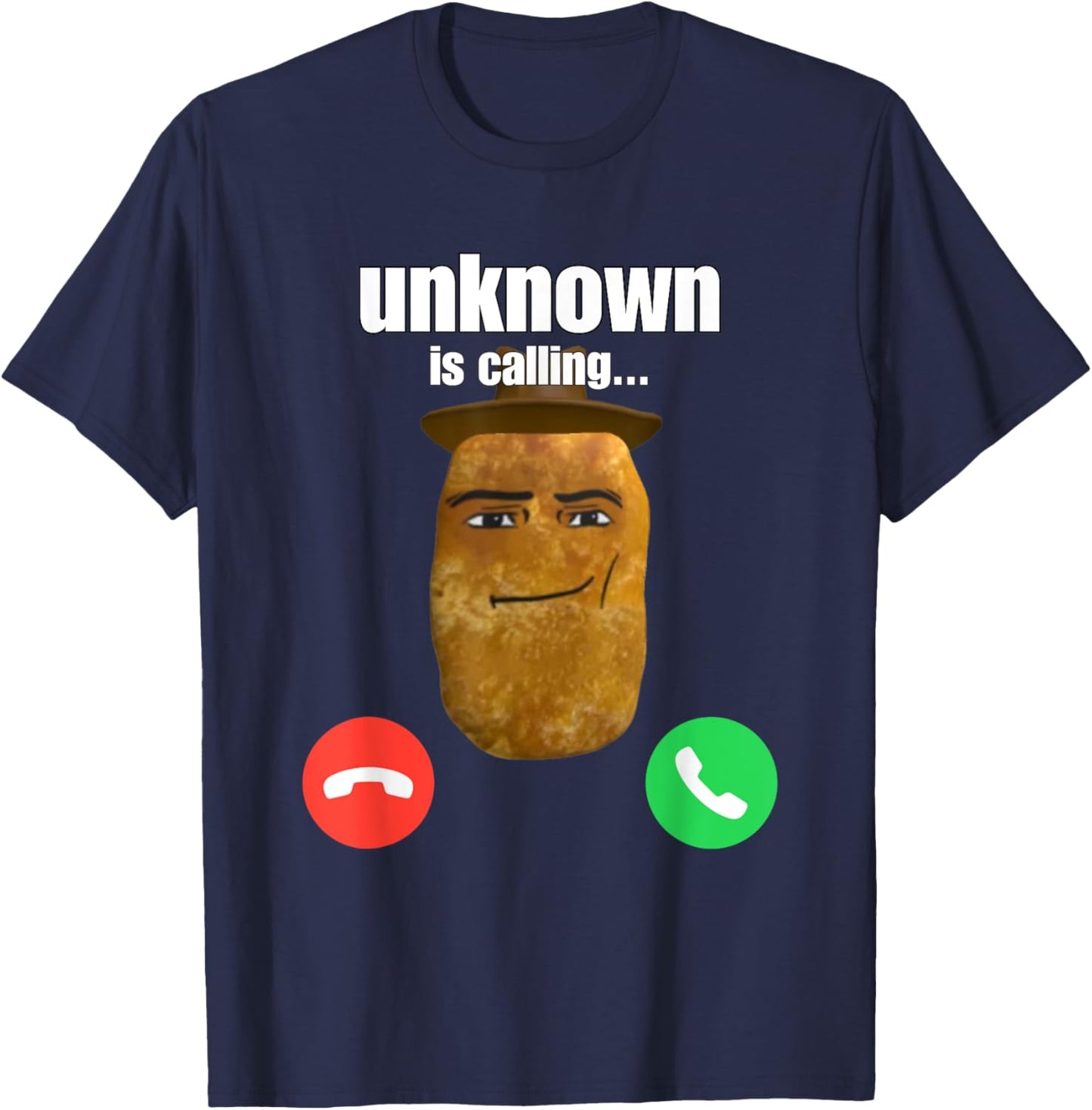 Chicken Nugget Man Face Cowboy Meme T-Shirt - T-Shirt | Navy