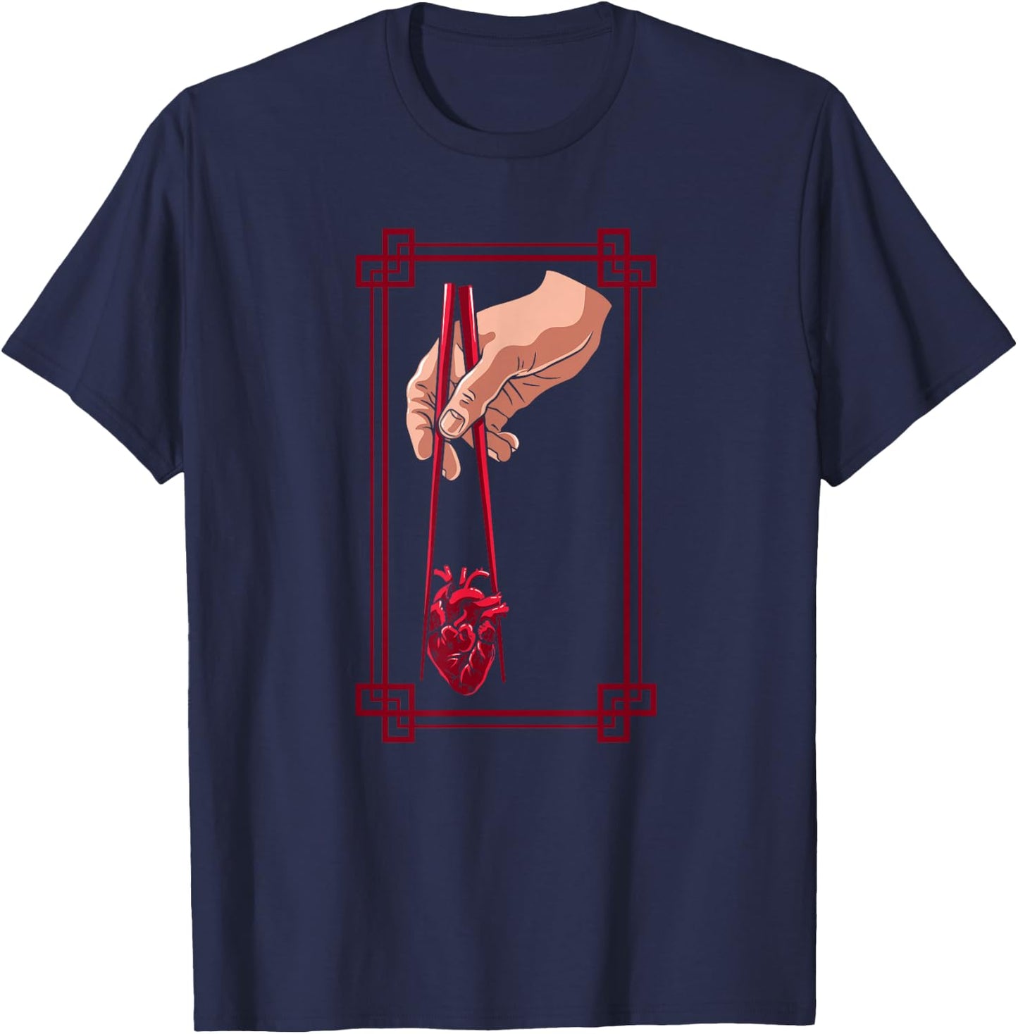 Weird Goth Chopstick Heart Japanese Aesthetic Anime Lover T-Shirt - T-Shirt | Navy