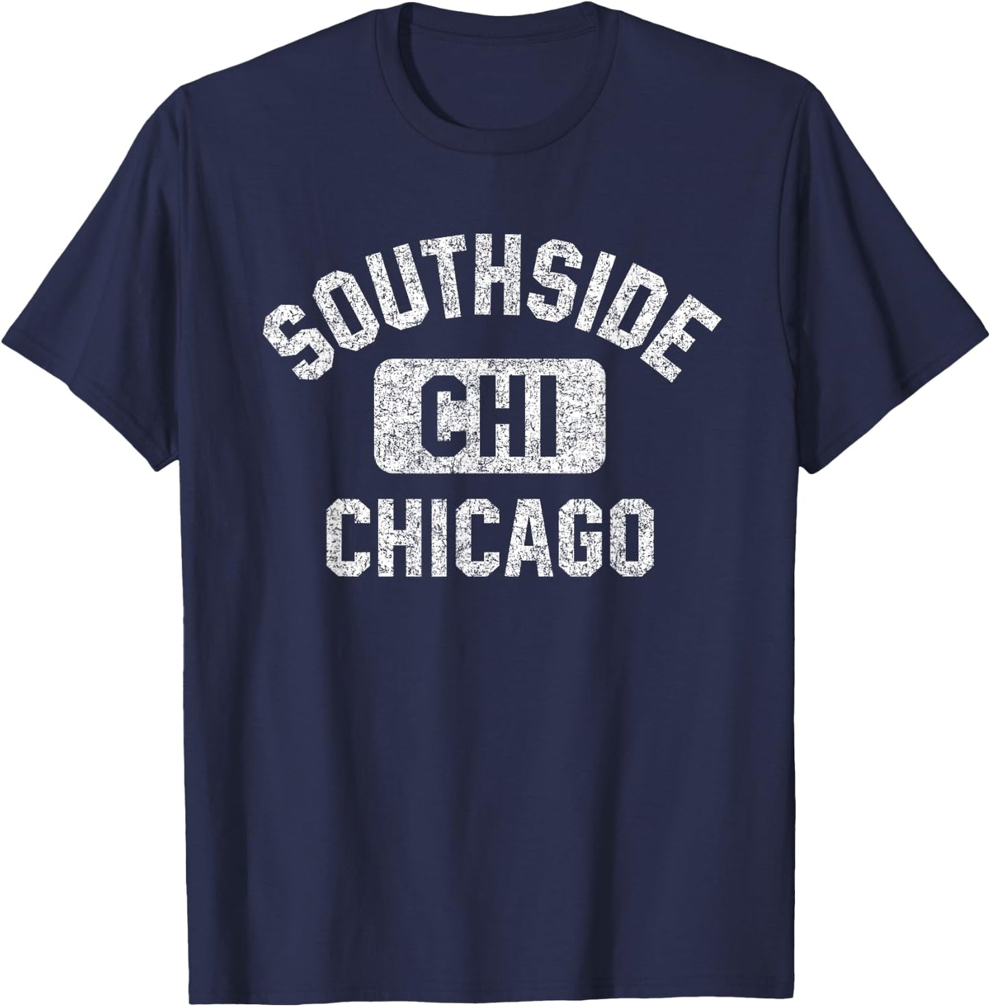 Southside Chicago CHI Gym Style Distressed Print T-Shirt - T-Shirt | Navy