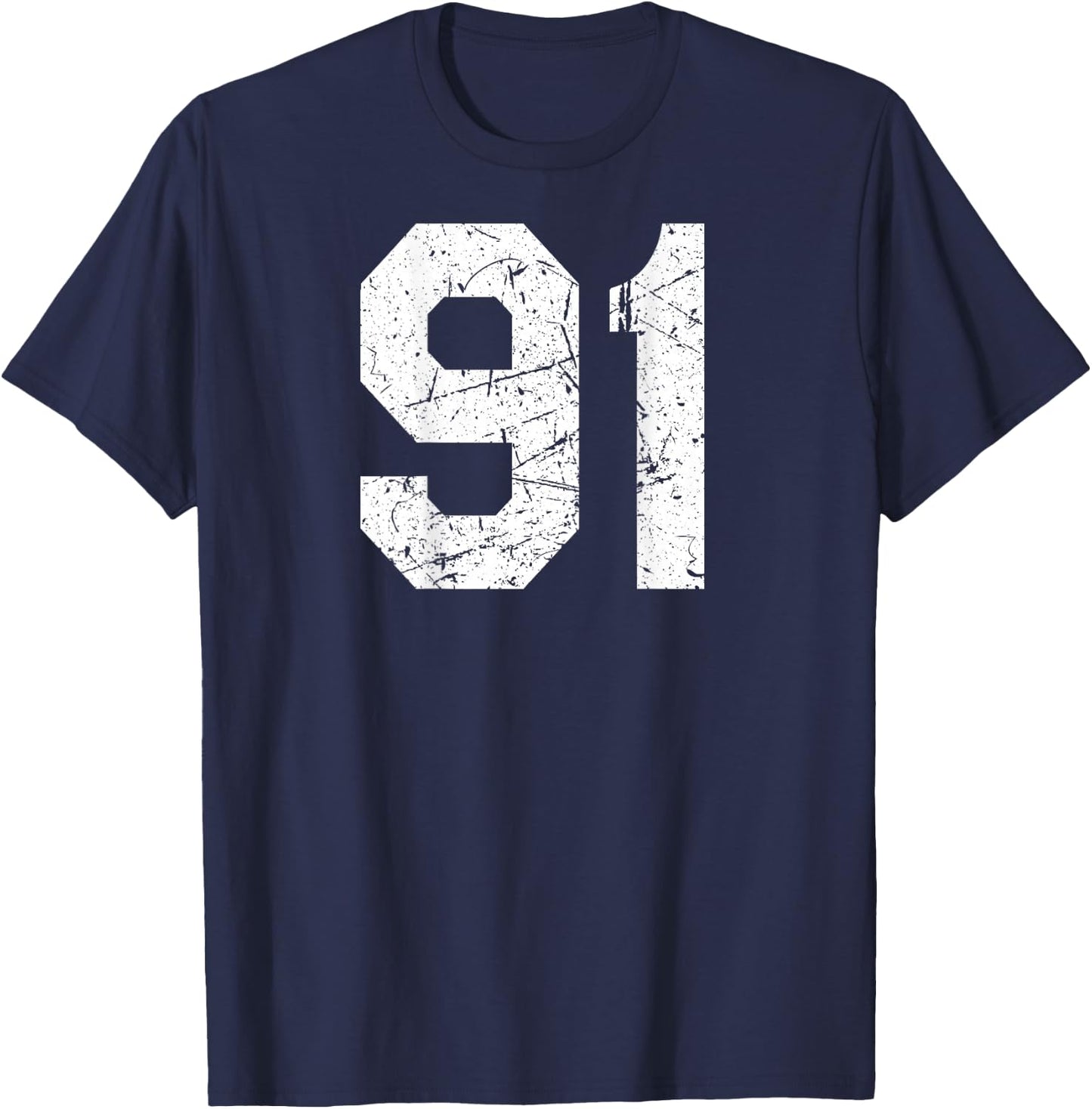 Jersey Uniform Number #91, 91st T-Shirt - T-Shirt | Navy