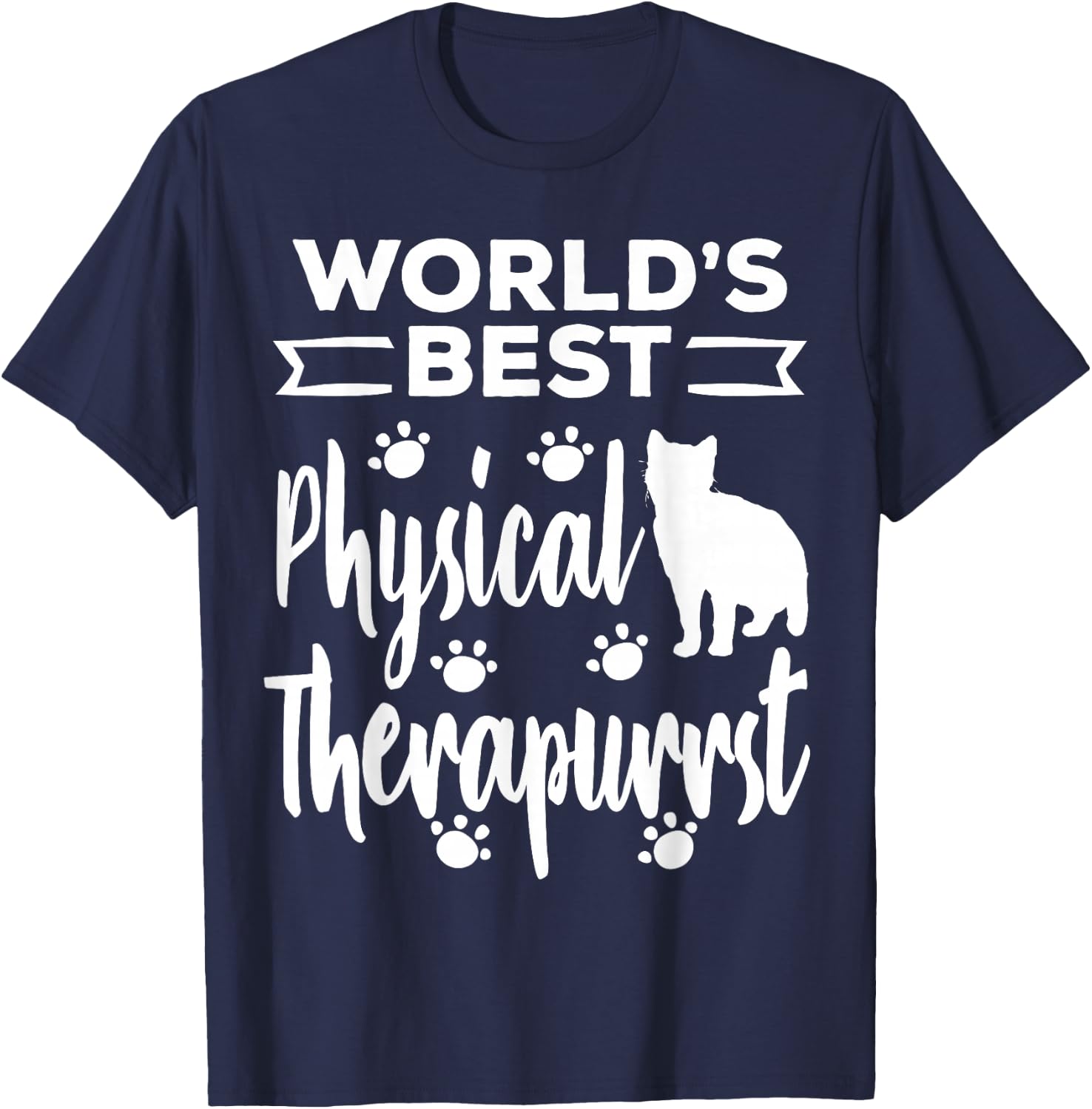 Physical Therapist Funny Cat DPT Therapy Graduation 2025 T-Shirt - T-Shirt | Navy
