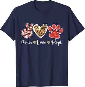 Ki Peace Love Rescue Adopt Dog Cat Lover Costume Puppy Mom T-Shirt - T-Shirt | Navy