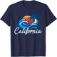 Tropical Sunset Cali Beach Waves Surfing USA California T-Shirt - T-Shirt | Navy