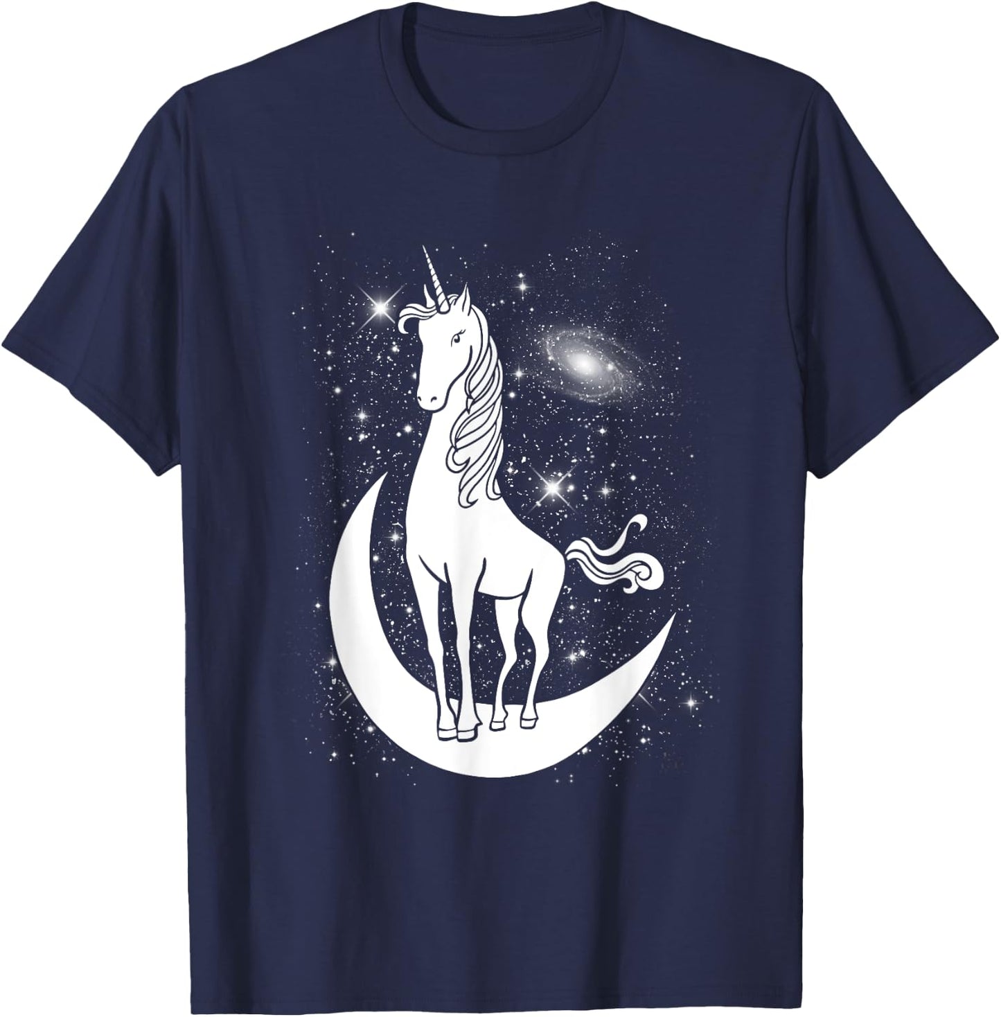 Unicorn Standing on Crescent Moon Magic Unicorn Gift T-Shirt - T-Shirt | Navy