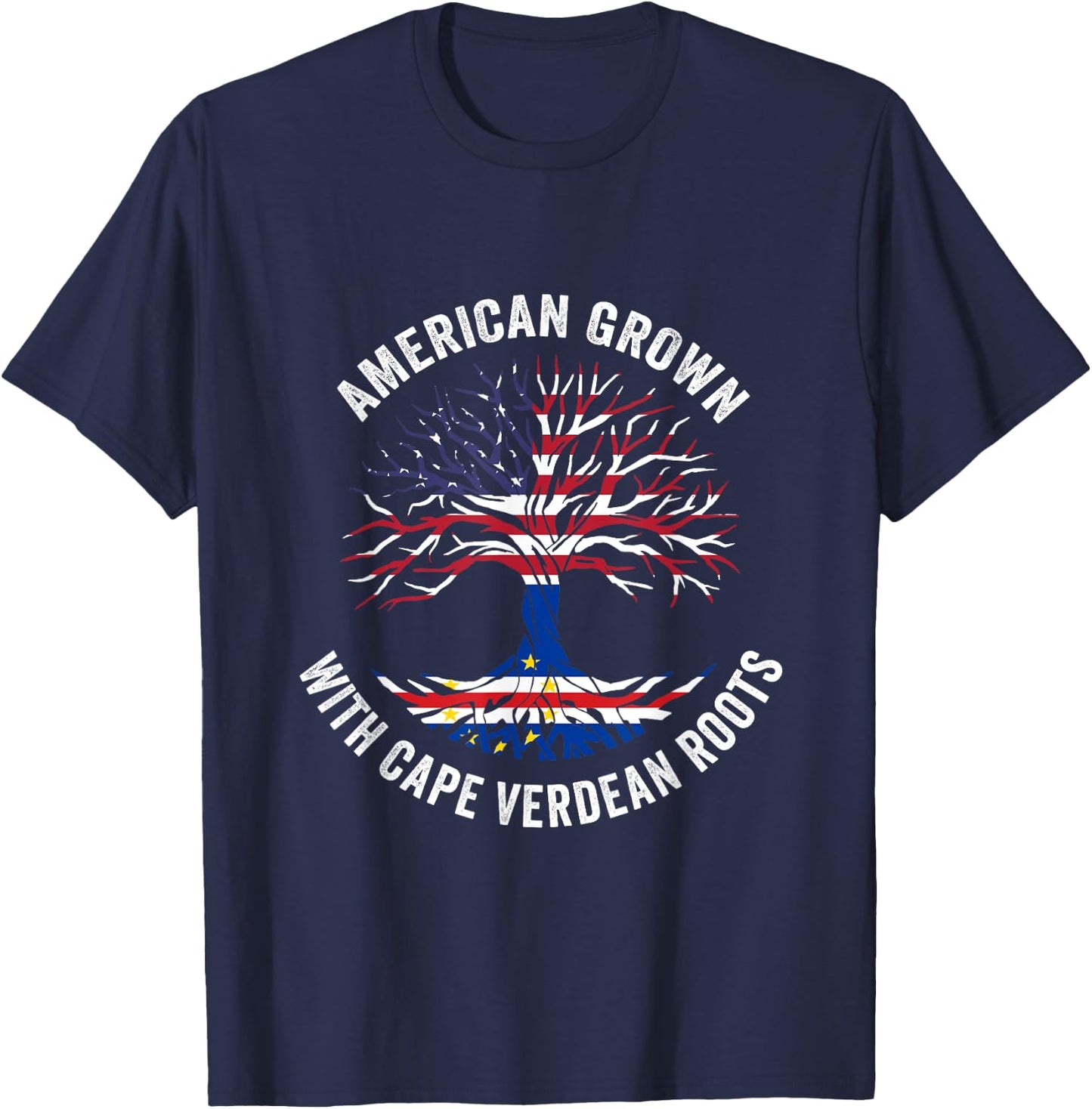 USA American Grown Cape Verdean With Roots Cape Verde T-Shirt - T-Shirt | Navy
