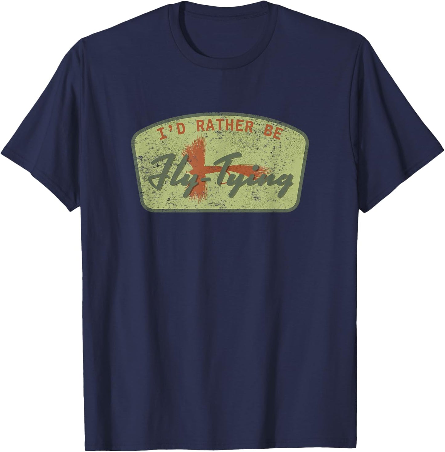 Badge Design for Fly Tying Fisherman T-Shirt - T-Shirt | Navy