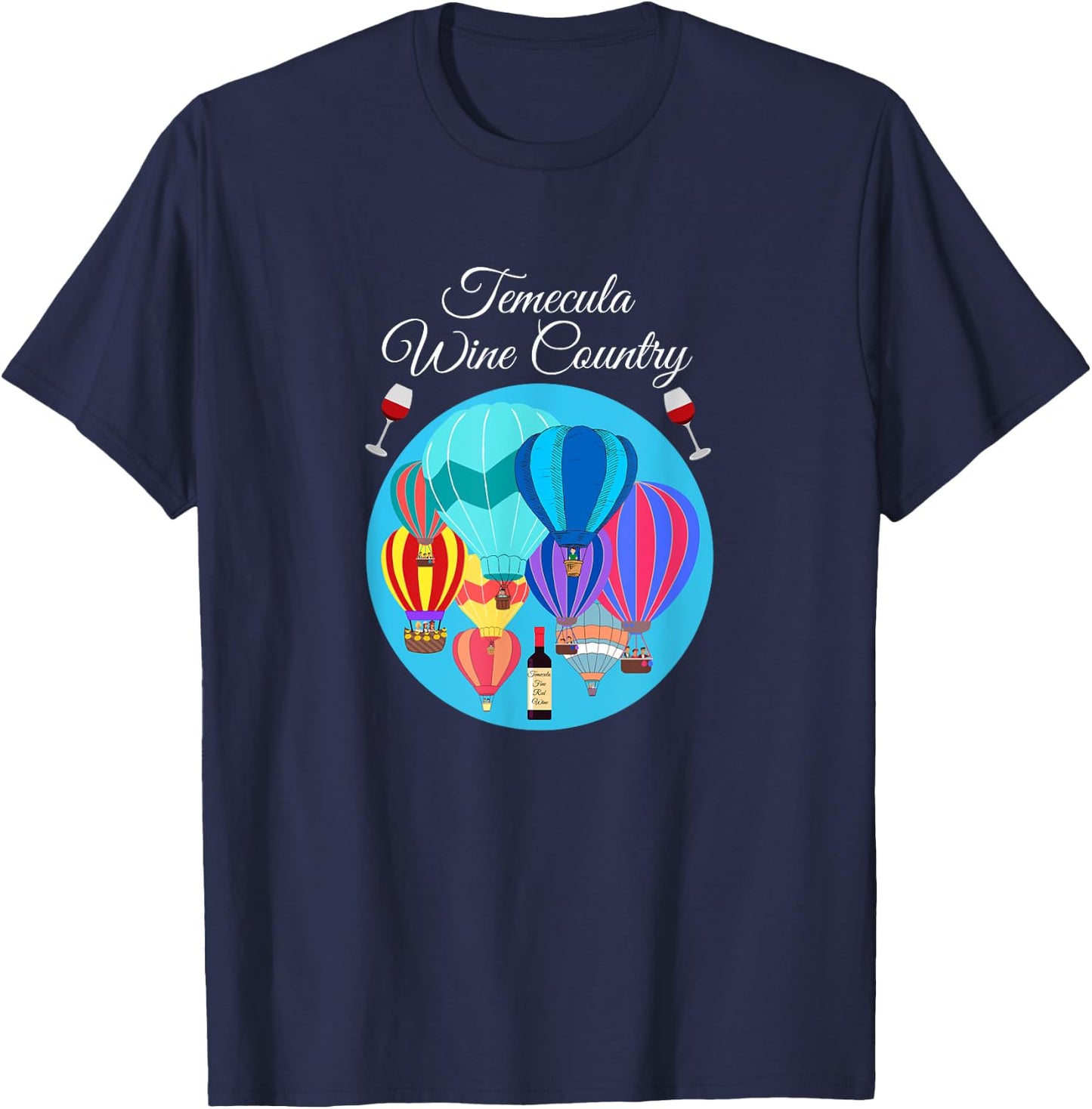 Temecula Wine country hot air balloons cute design Men Women T-Shirt - T-Shirt | Navy