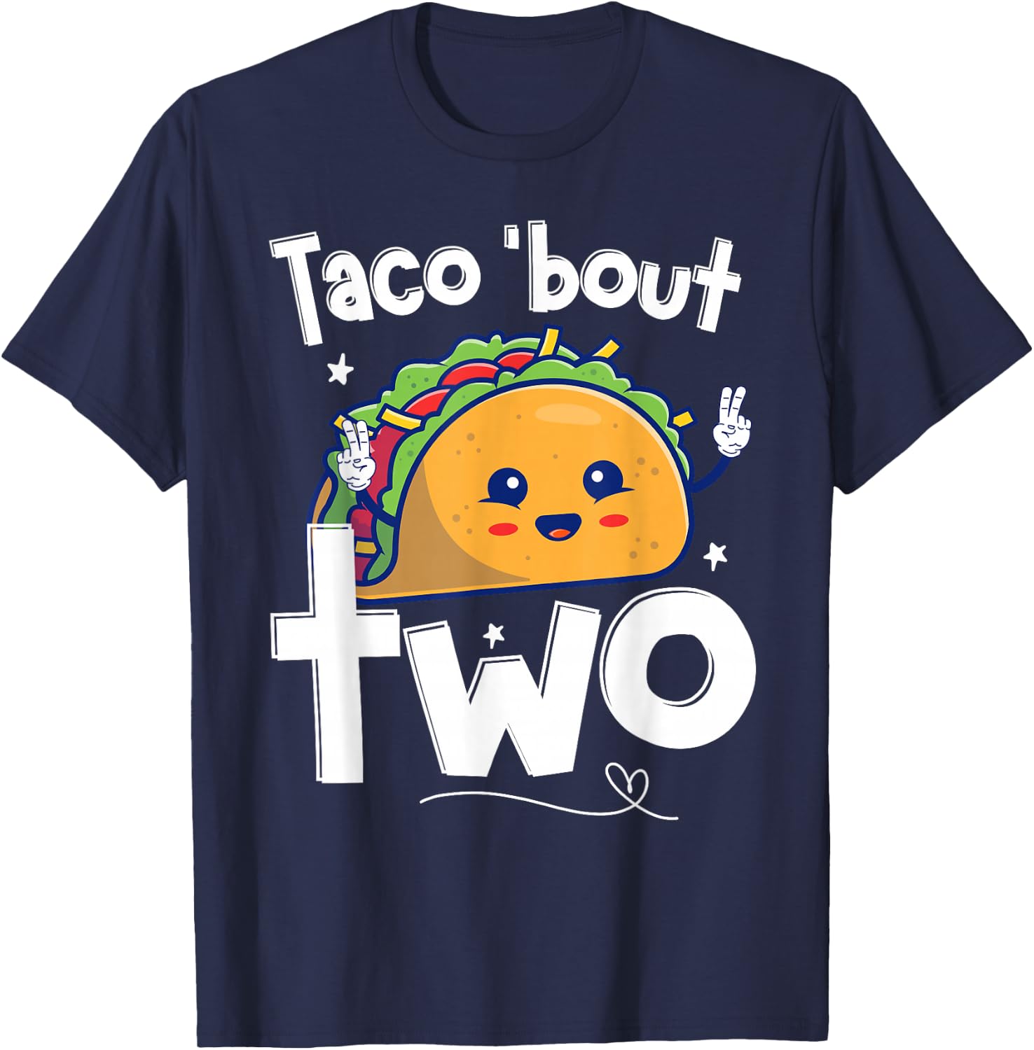 Cute Taco bout two 2nd Second birthday 2 year old Boys Girls T-Shirt - T-Shirt | Navy