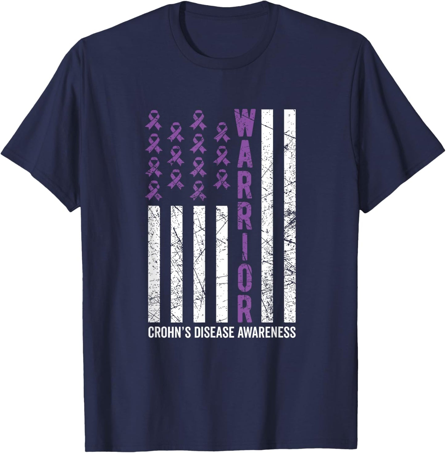 Purple Warrior & Men Crohn's Awareness T-Shirt - T-Shirt | Navy