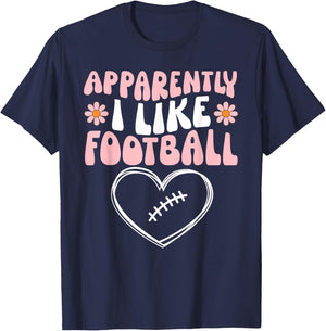 Football Toddler Girls Apparently I Like Football Party Cute T-Shirt - T-Shirt | Navy