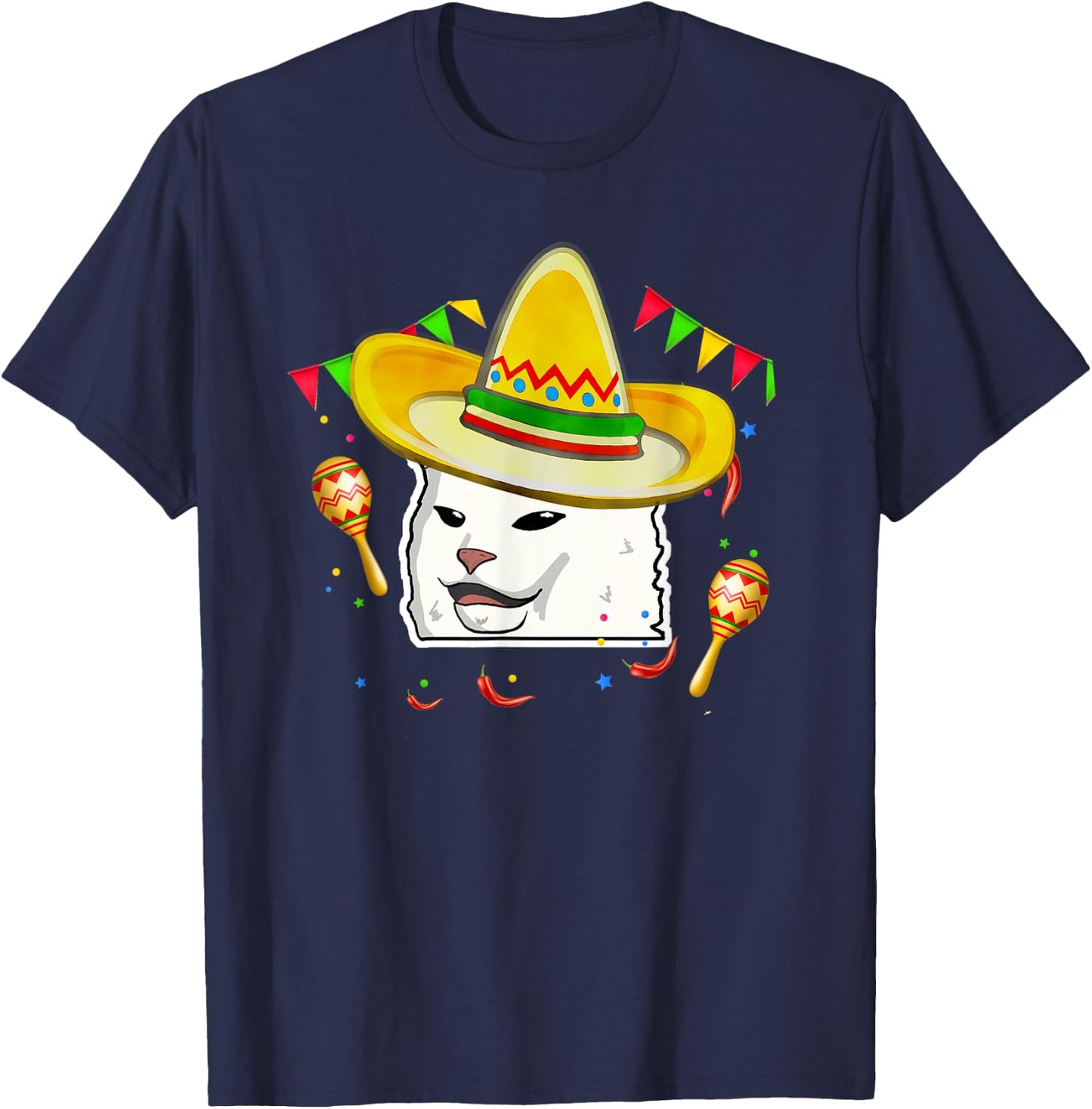 Cinco De Mayo Smudge Cat Mexican Lover Sombrero Cat Gifts Women T-Shirt - T-Shirt | Navy